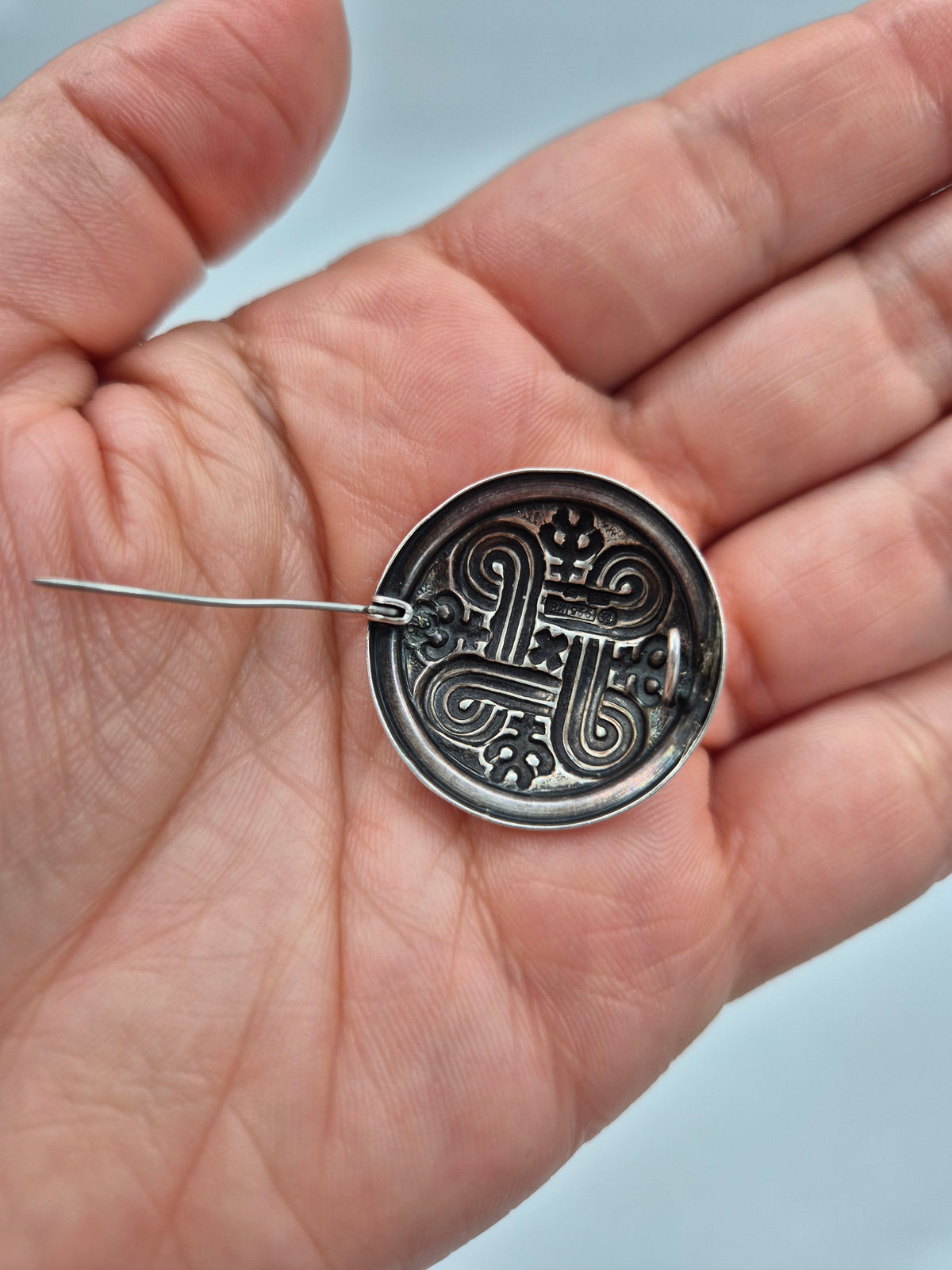Silver Hannunvaakuna Brooch Kalevala, Traditional Finnish Jewelry