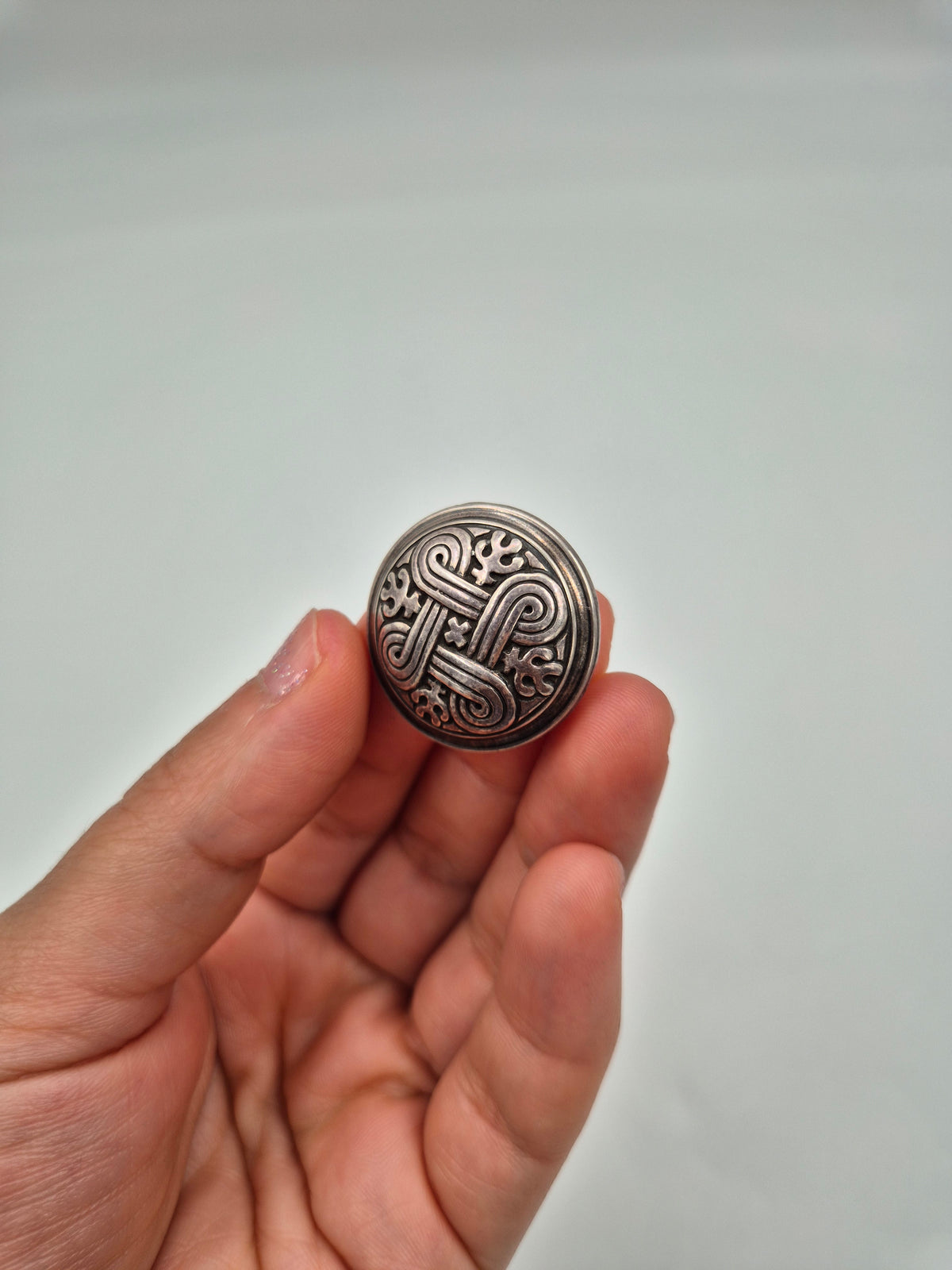 Silver Hannunvaakuna Brooch Kalevala, Traditional Finnish Jewelry