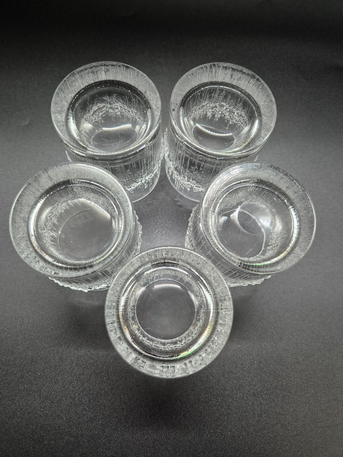 Set of 5 Vintage Iittala Niva Whiskey Glasses, Tapio Wirkkala Finnish Glass Design