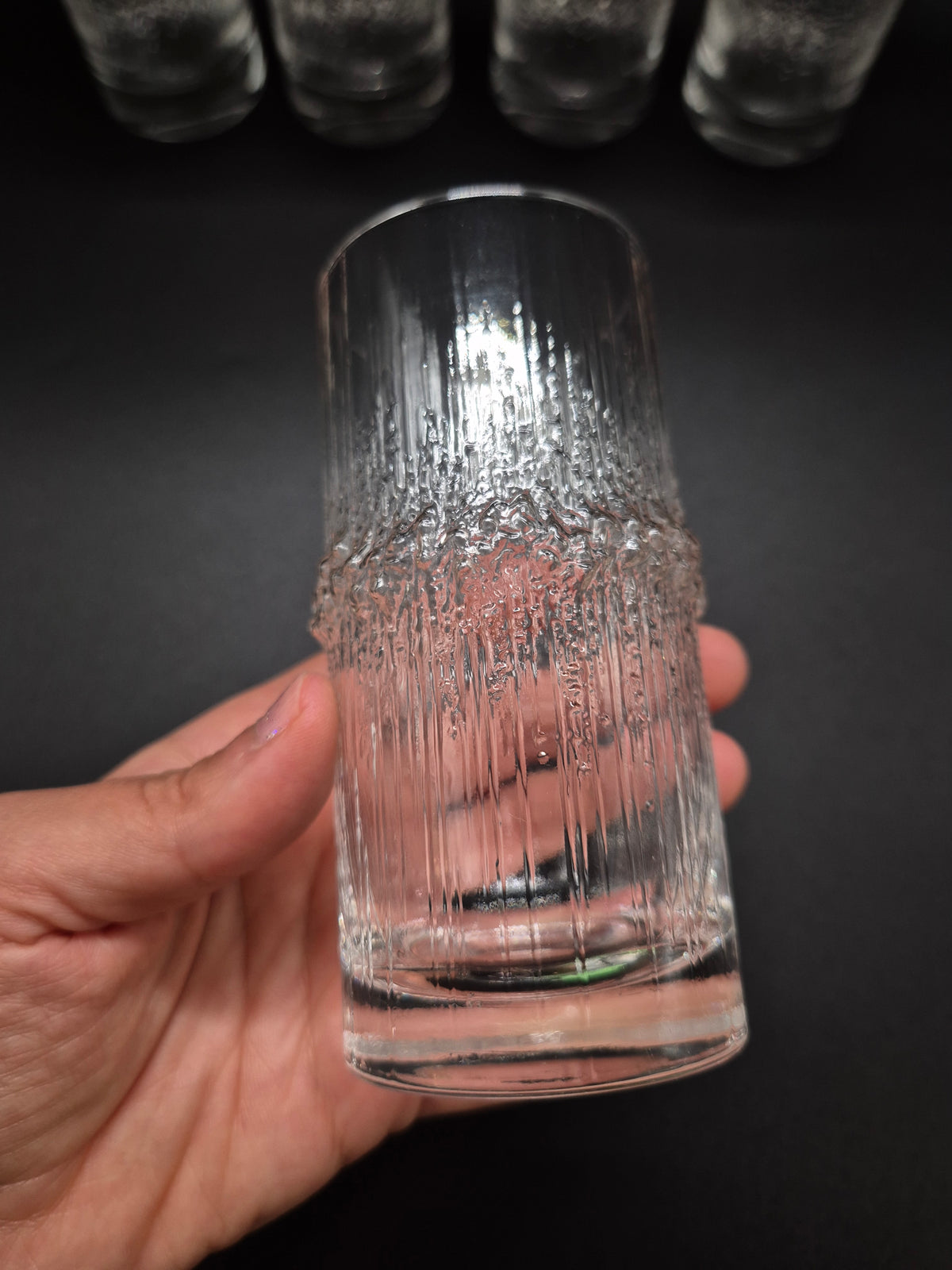Tapio Wirkkala Niva Tall Drinking Glass 12 cm, Vintage Finnish Design Glassware, 1972–1992