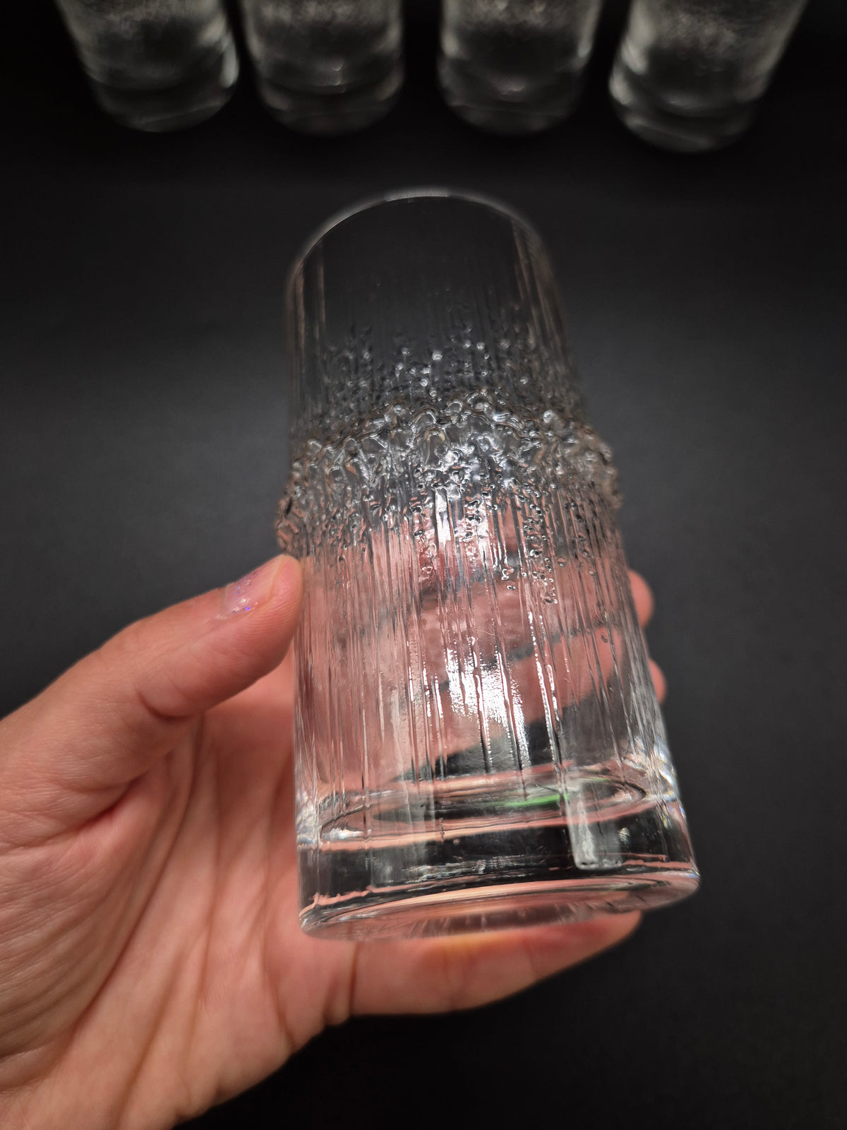 Tapio Wirkkala Niva Tall Drinking Glass 12 cm, Vintage Finnish Design Glassware, 1972–1992