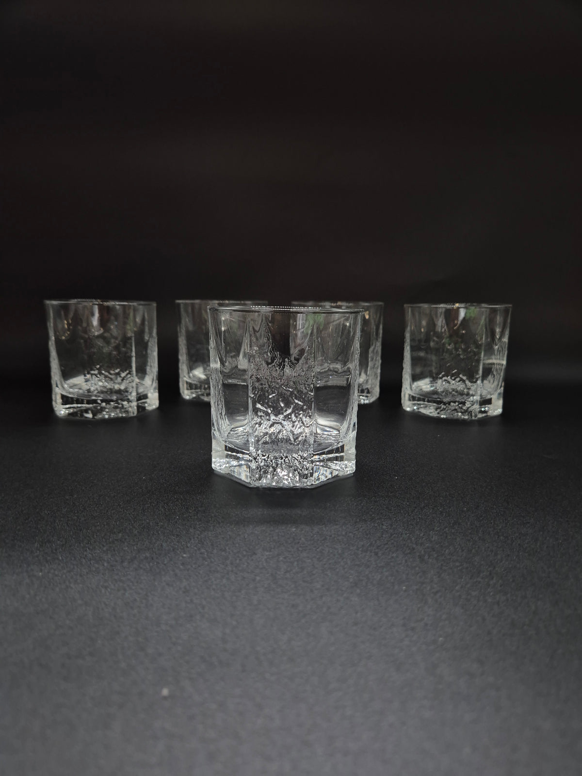 Vintage Iittala Glasses by Tapio Wirkkala, Set of 5 Clear Finnish Glass Tumblers, Nordic Vintage Drinkware