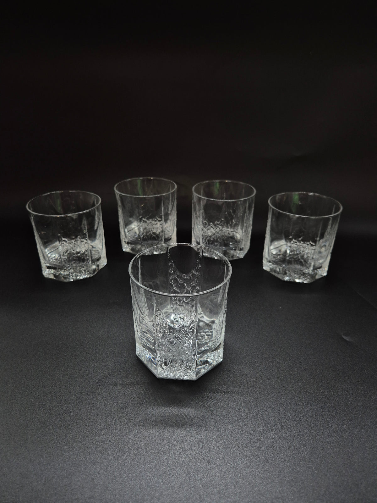 Vintage Iittala Glasses by Tapio Wirkkala, Set of 5 Clear Finnish Glass Tumblers, Nordic Vintage Drinkware