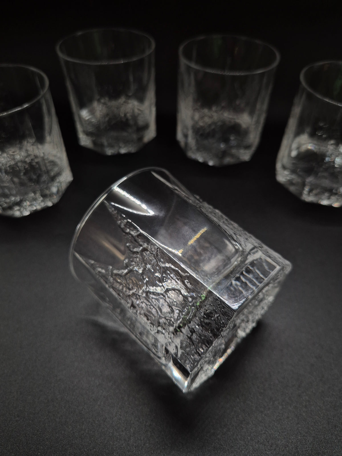 Vintage Iittala Glasses by Tapio Wirkkala, Set of 5 Clear Finnish Glass Tumblers, Nordic Vintage Drinkware