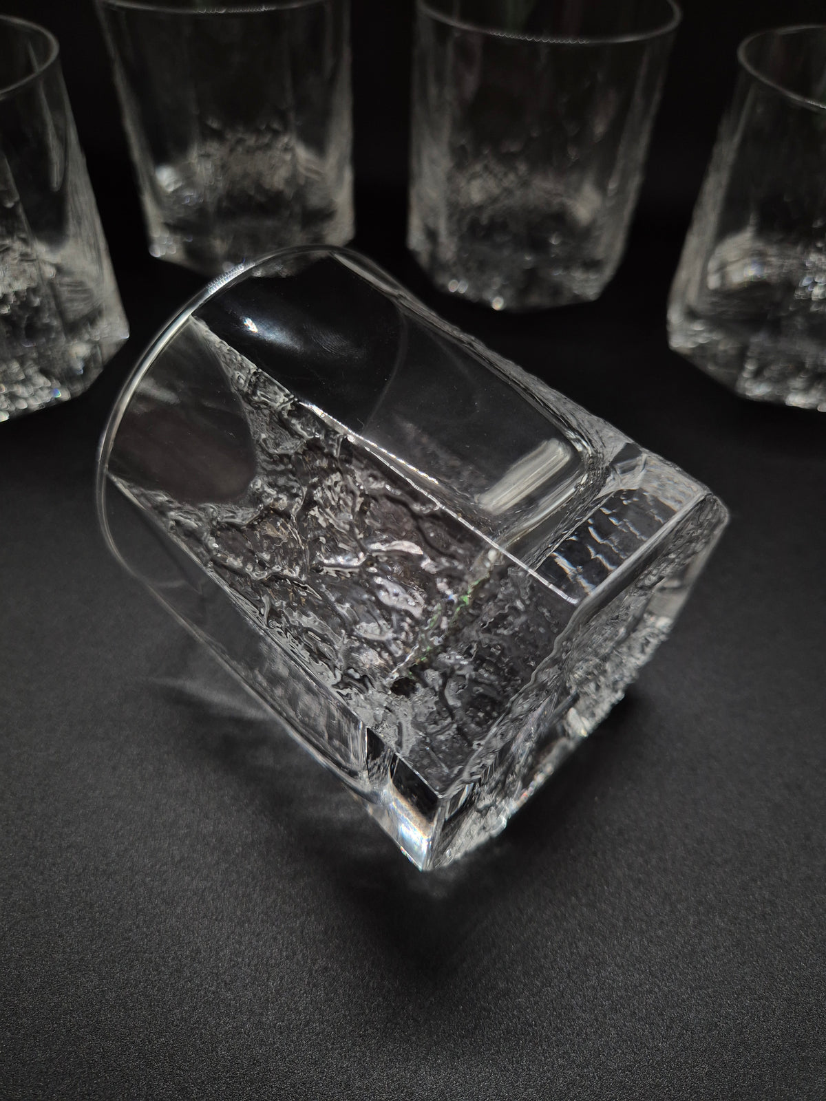 Vintage Iittala Glasses by Tapio Wirkkala, Set of 5 Clear Finnish Glass Tumblers, Nordic Vintage Drinkware
