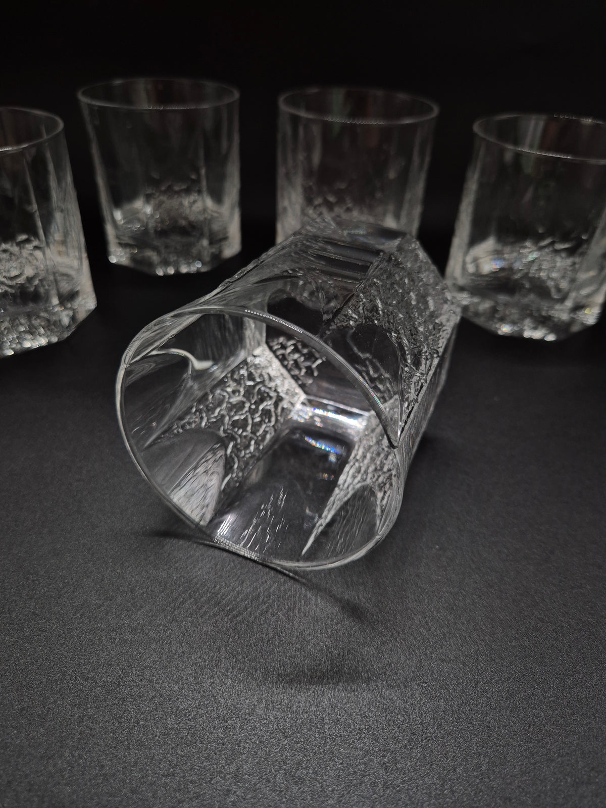 Vintage Iittala Glasses by Tapio Wirkkala, Set of 5 Clear Finnish Glass Tumblers, Nordic Vintage Drinkware