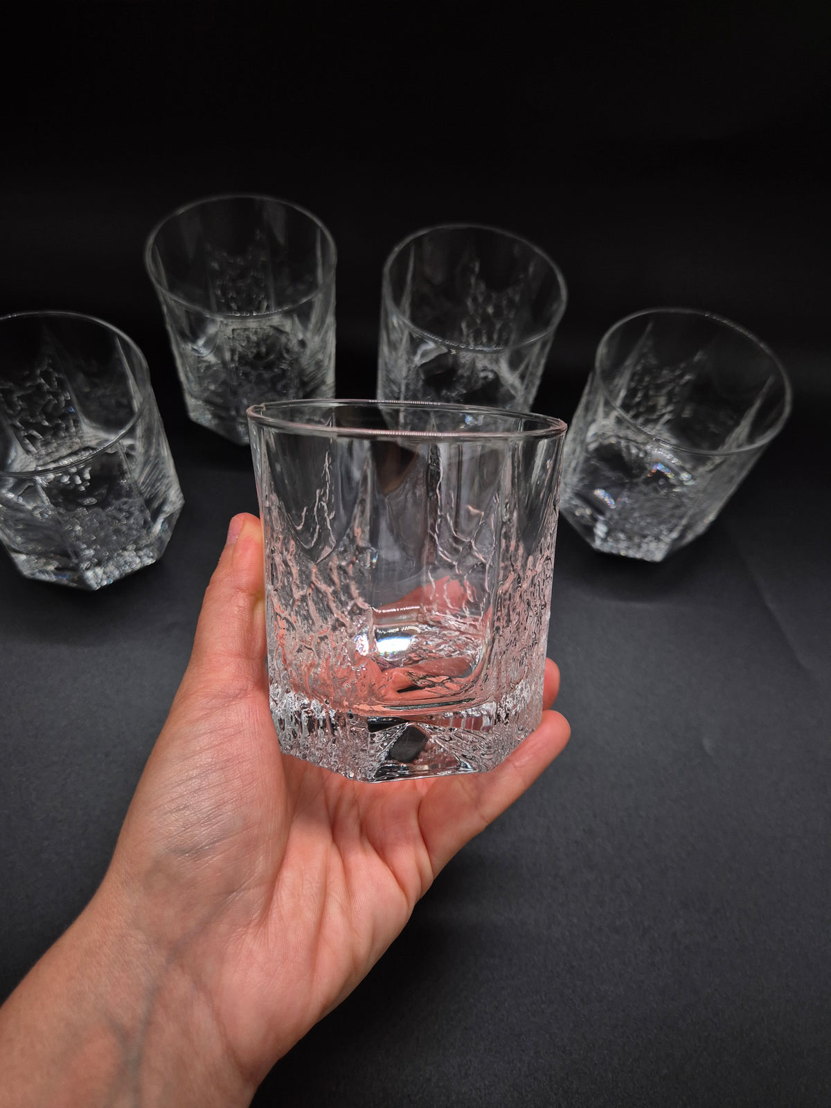 Vintage Iittala Glasses by Tapio Wirkkala, Set of 5 Clear Finnish Glass Tumblers, Nordic Vintage Drinkware