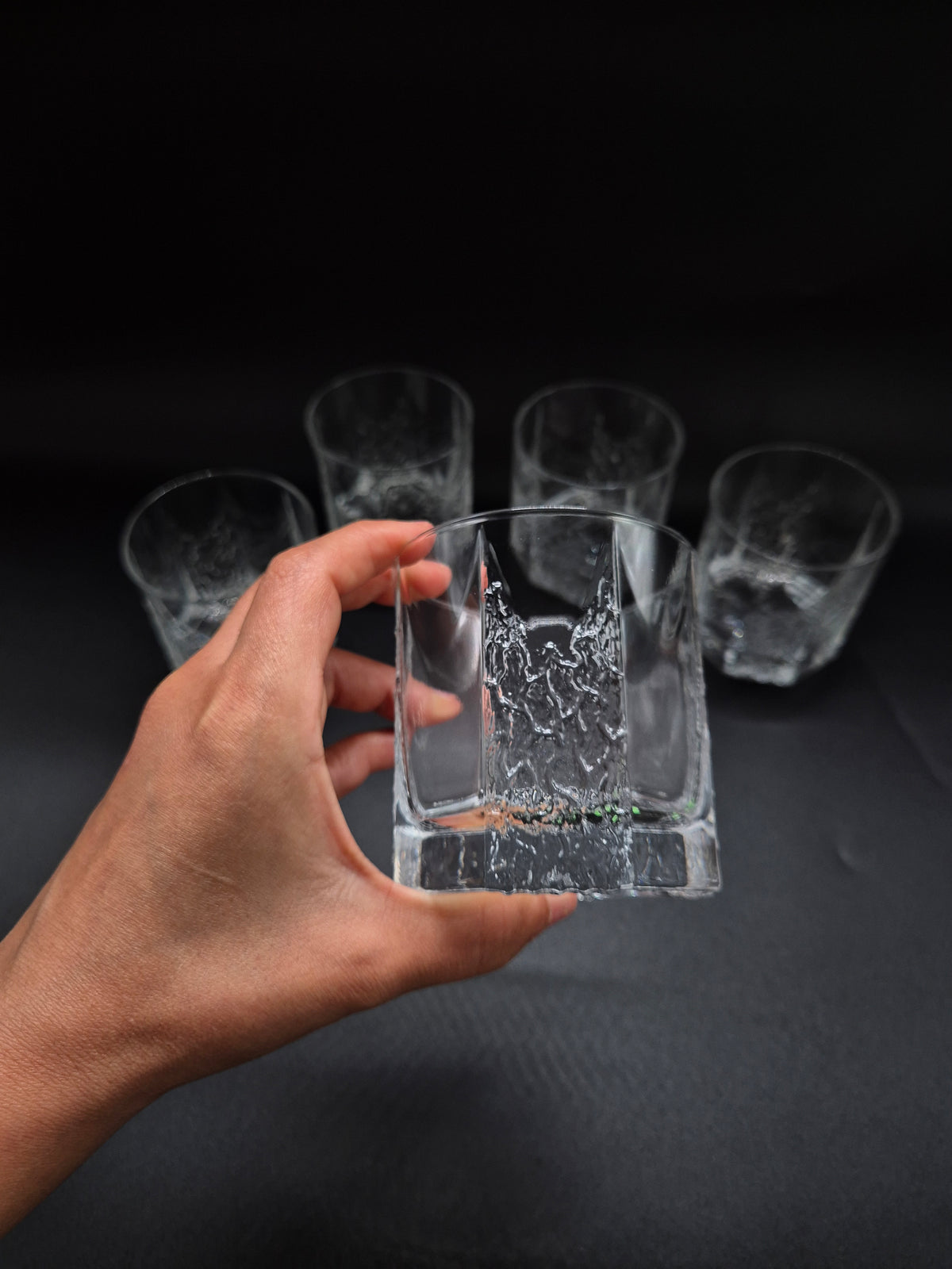 Vintage Iittala Glasses by Tapio Wirkkala, Set of 5 Clear Finnish Glass Tumblers, Nordic Vintage Drinkware