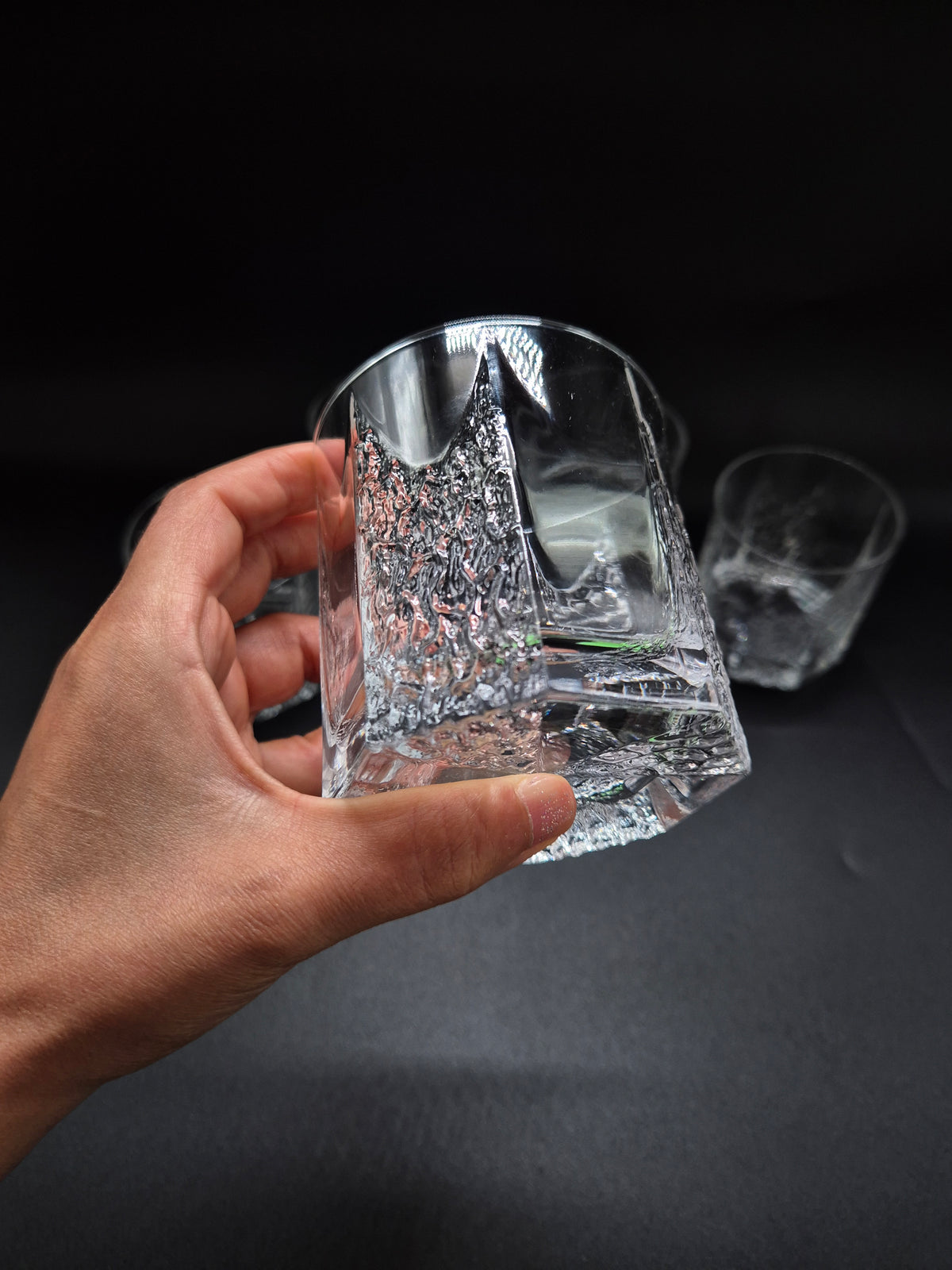 Vintage Iittala Glasses by Tapio Wirkkala, Set of 5 Clear Finnish Glass Tumblers, Nordic Vintage Drinkware