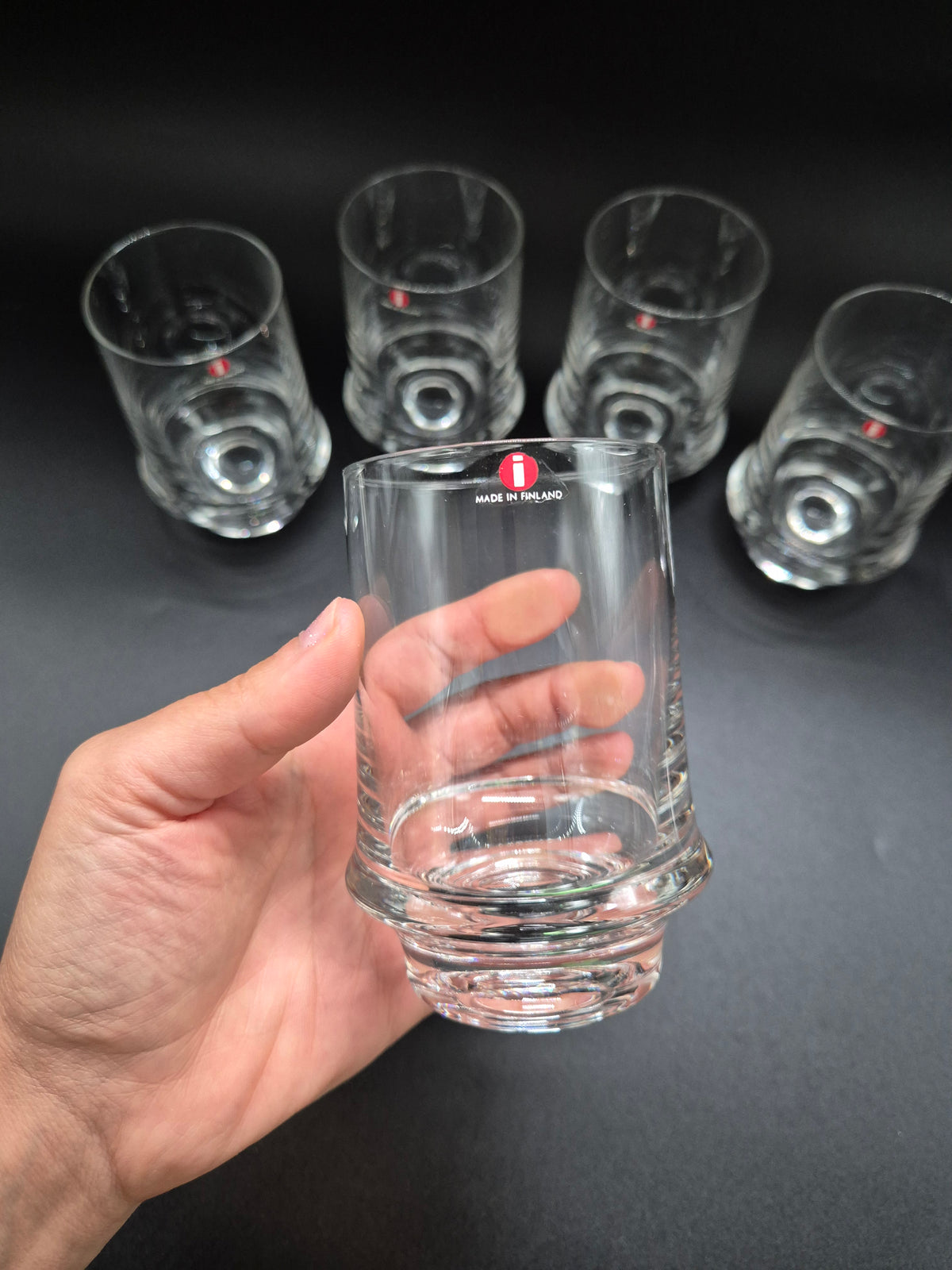 Set of 5 Iittala Marski Glasses by Tapio Wirkkala, Finnish Design Drinking Glasses
