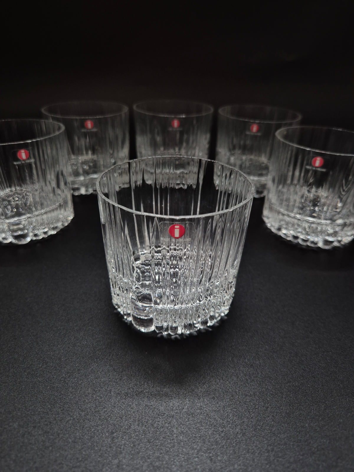 Set of Six vintage Iittala Rihla Glass Tumblers by Valto Kokko, Finnish Design, 1980s