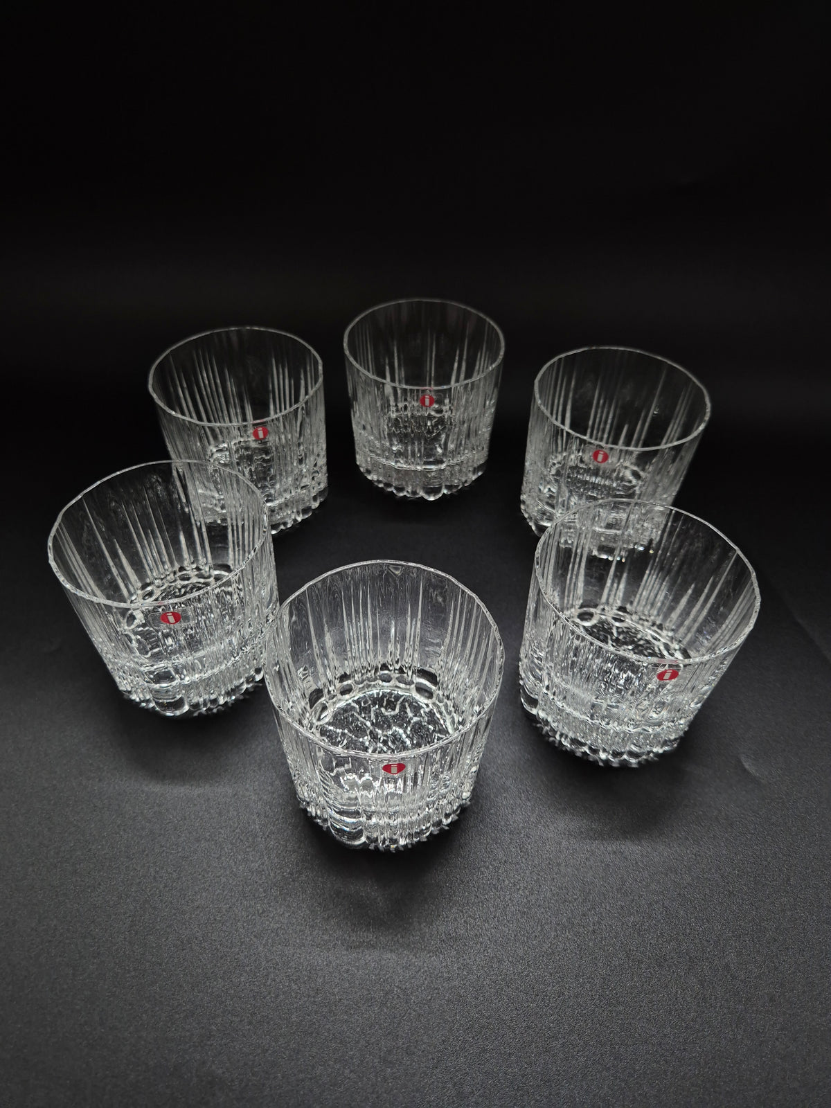Set of Six vintage Iittala Rihla Glass Tumblers by Valto Kokko, Finnish Design, 1980s