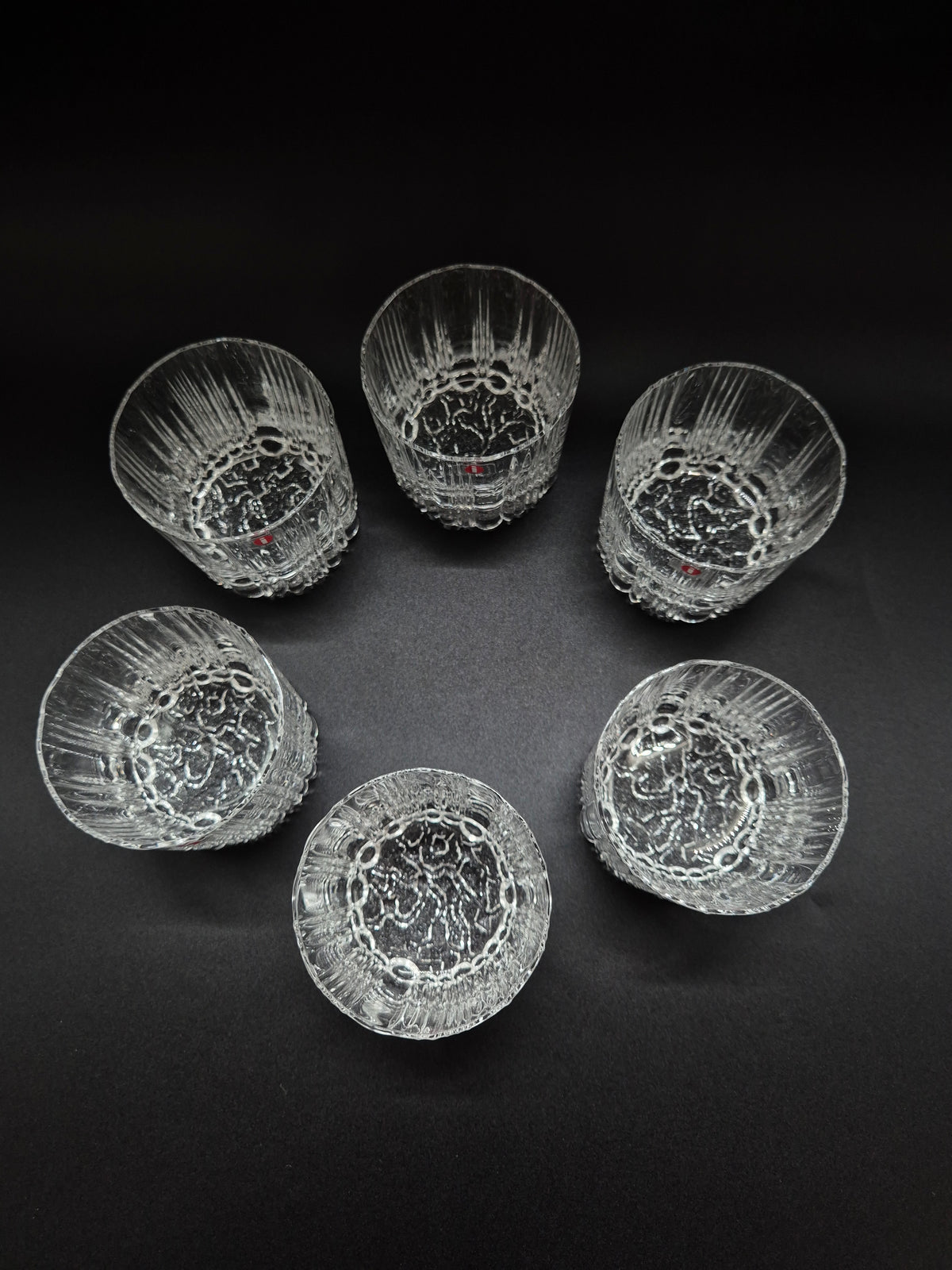 Set of Six vintage Iittala Rihla Glass Tumblers by Valto Kokko, Finnish Design, 1980s