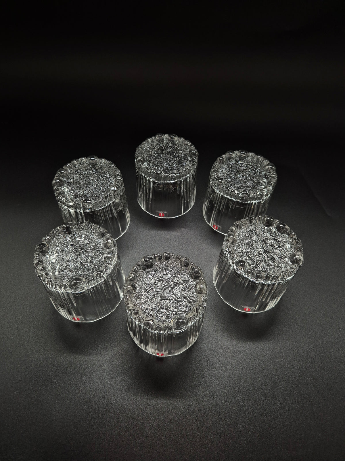 Set of Six vintage Iittala Rihla Glass Tumblers by Valto Kokko, Finnish Design, 1980s