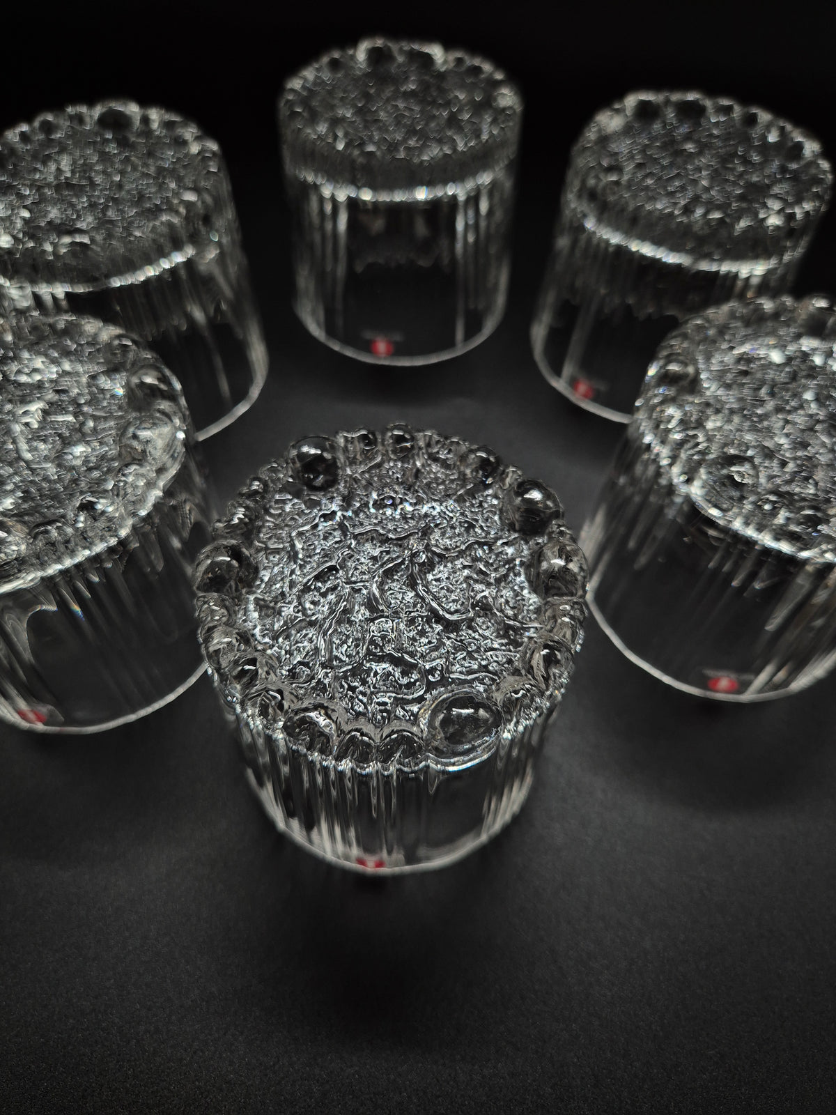 Set of Six vintage Iittala Rihla Glass Tumblers by Valto Kokko, Finnish Design, 1980s