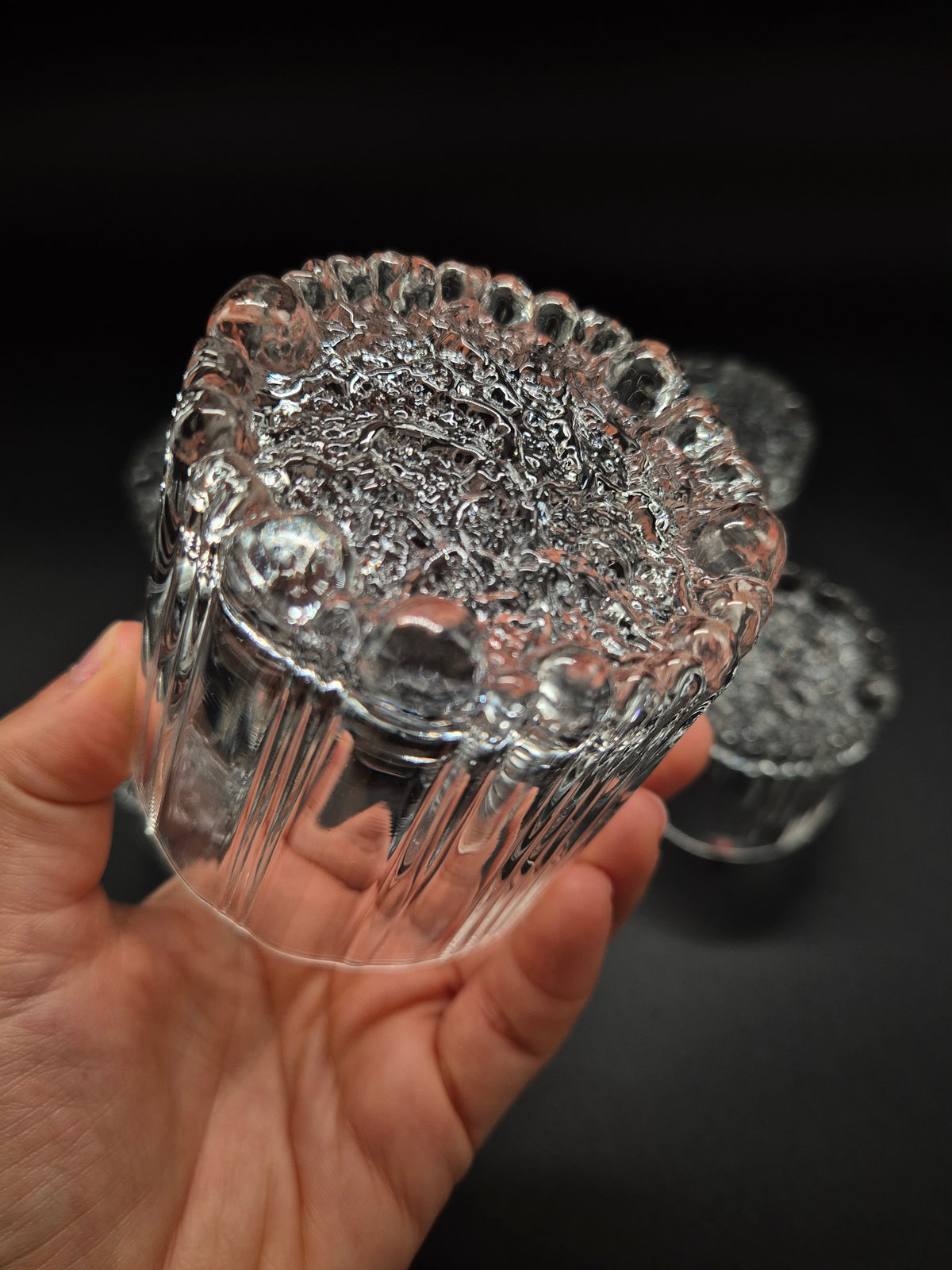 Set of Six vintage Iittala Rihla Glass Tumblers by Valto Kokko, Finnish Design, 1980s