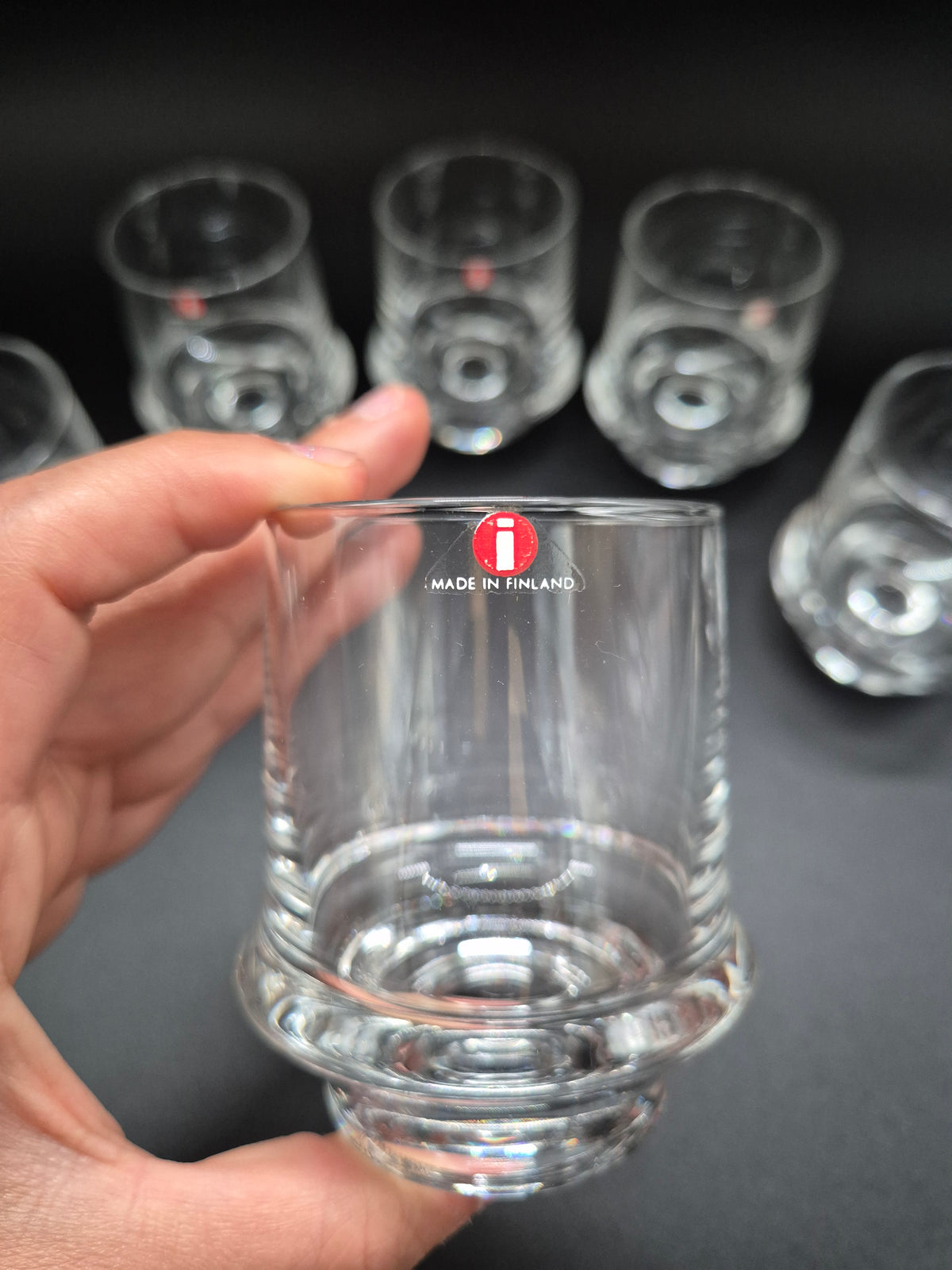 Set of 6 vintage Iittala Marski Glasses by Tapio Wirkkala, Finnish Mid-Century Modern Glassware