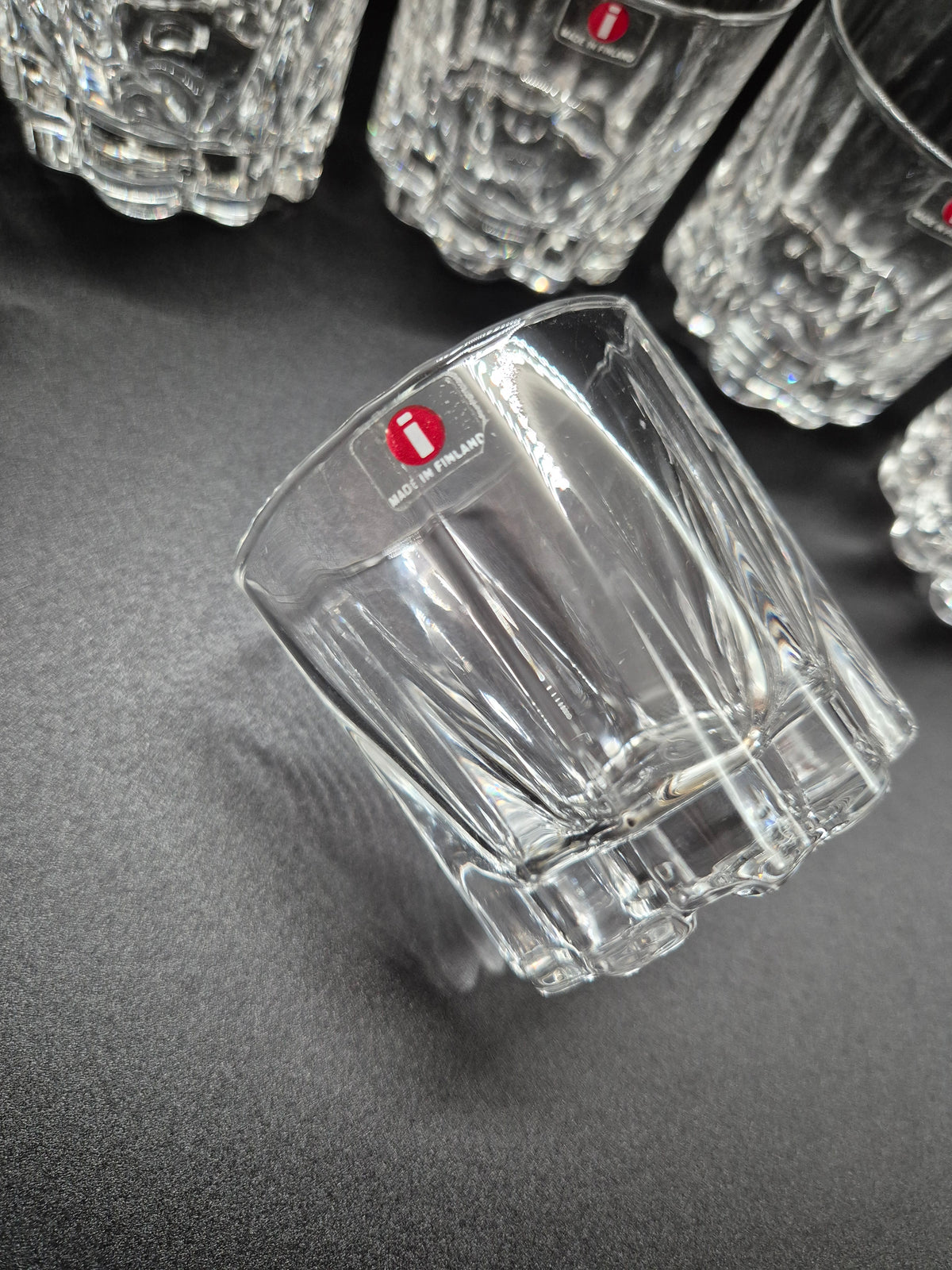 Set of 6 Iittala Jussi Whisky Glasses by Tapio Wirkkala, Finnish Glassware, 1976–1977