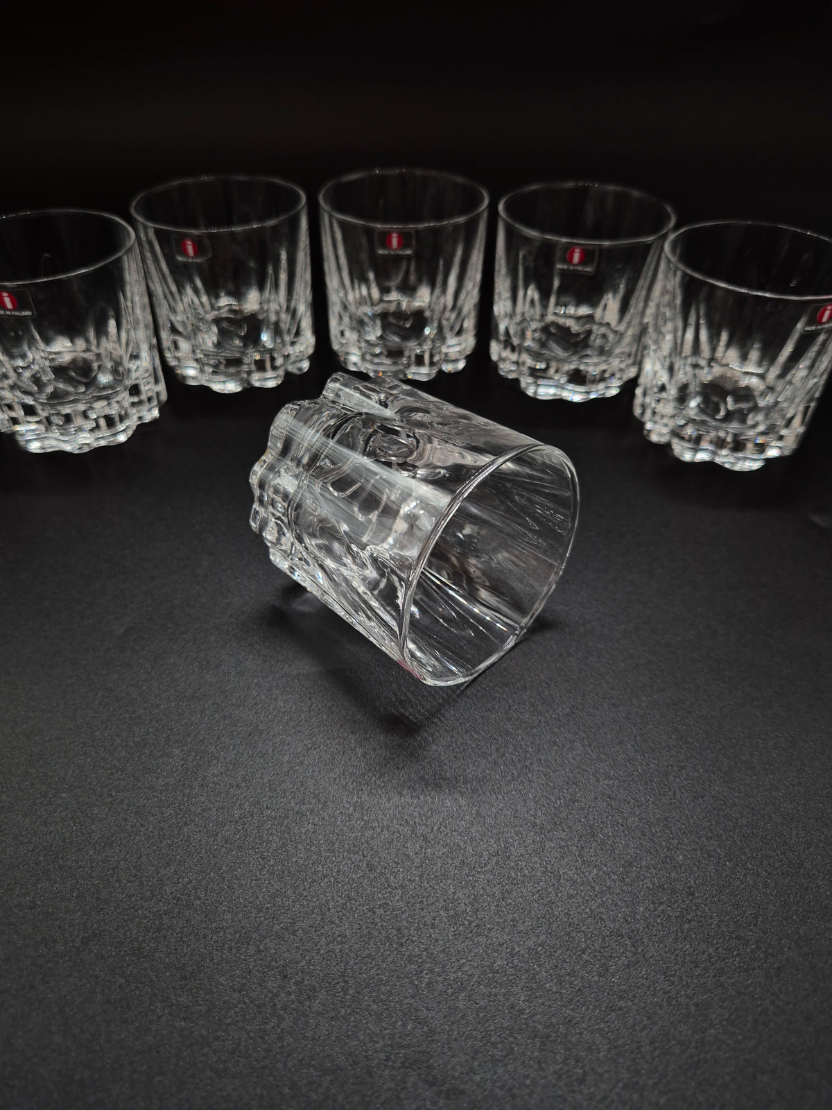 Set of 6 Iittala Jussi Whisky Glasses by Tapio Wirkkala, Finnish Glassware, 1976–1977