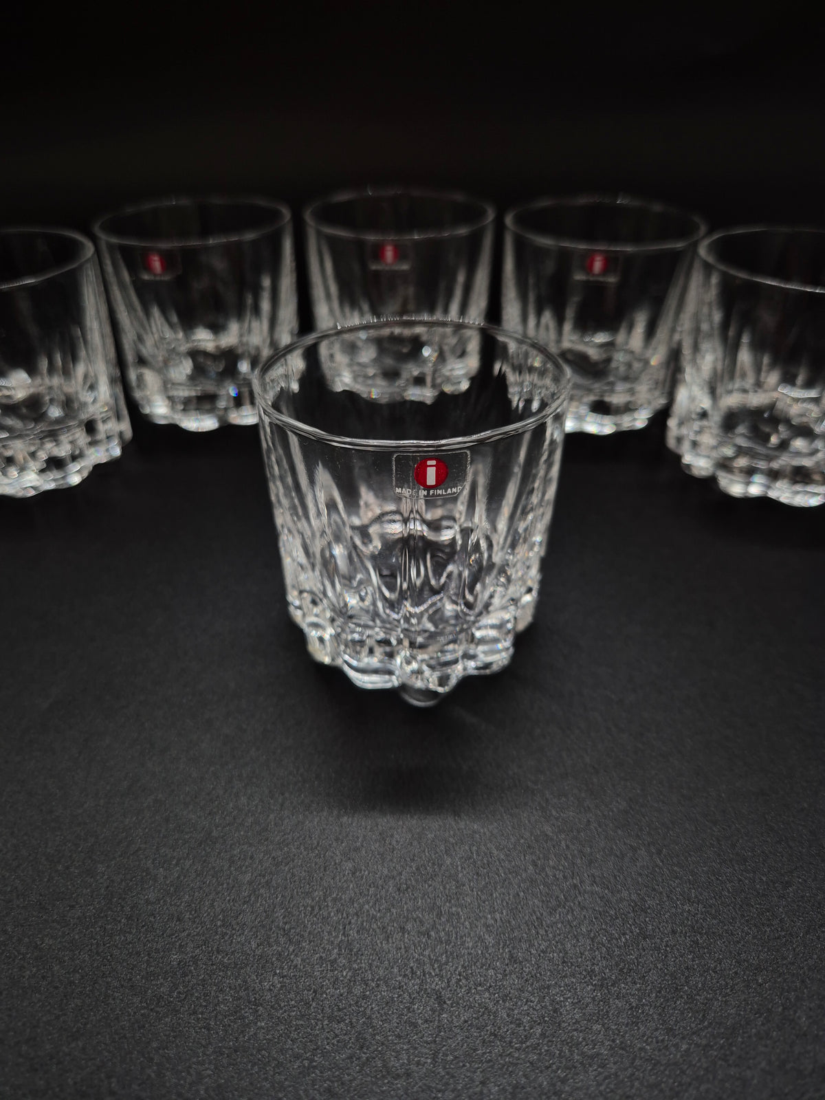 Set of 6 Iittala Jussi Whisky Glasses by Tapio Wirkkala, Finnish Glassware, 1976–1977
