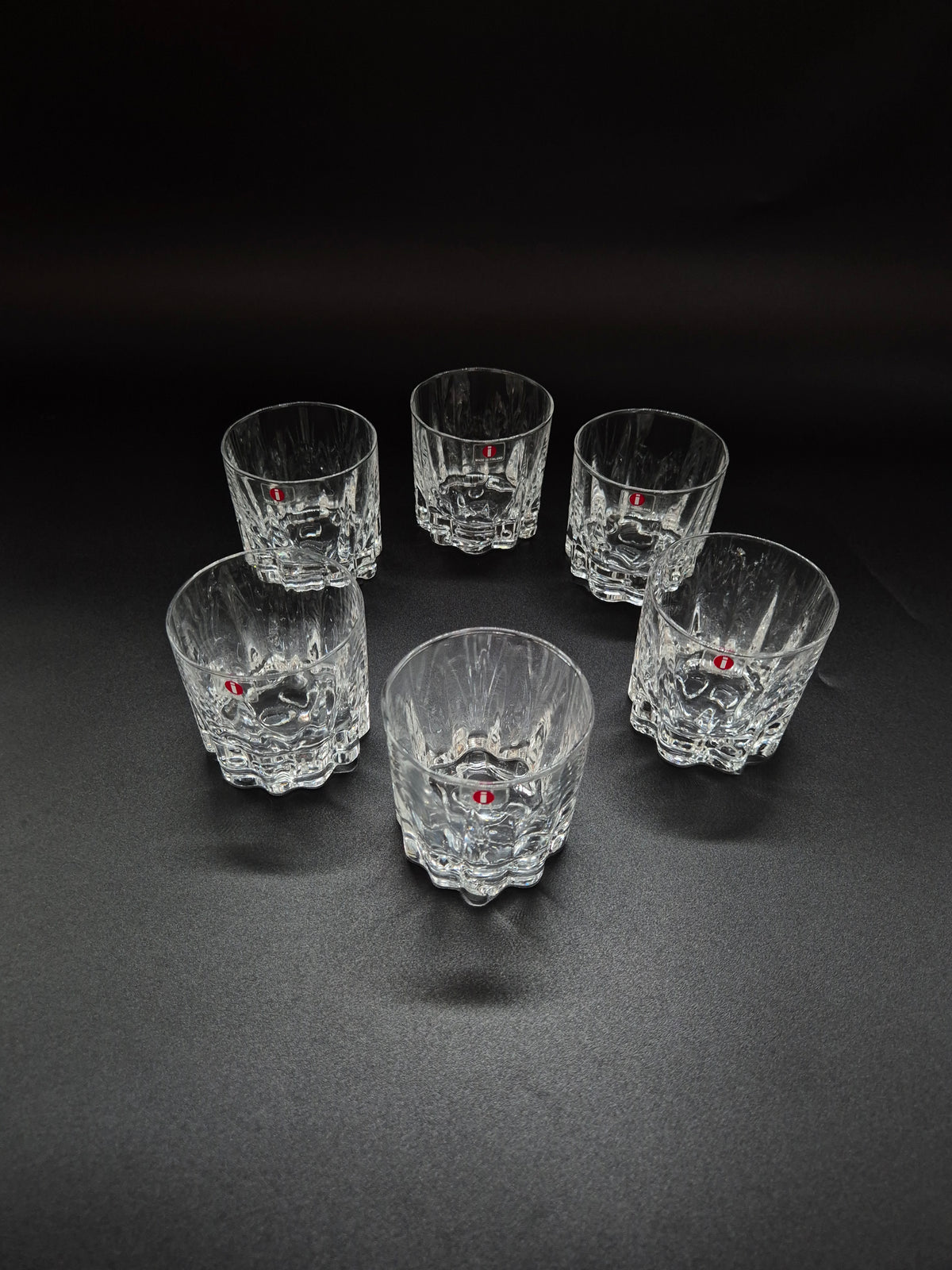 Set of 6 Iittala Jussi Whisky Glasses by Tapio Wirkkala, Finnish Glassware, 1976–1977