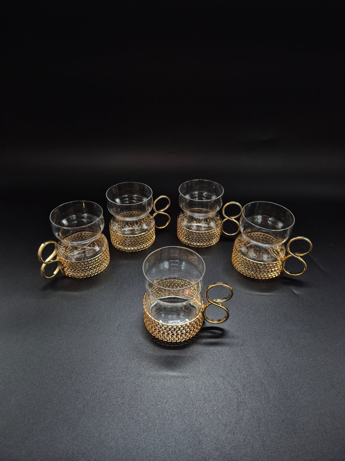 Set of 5 vintage Iittala Tsaikka Gold Tea Glasses, Timo Sarpaneva Finnish Design
