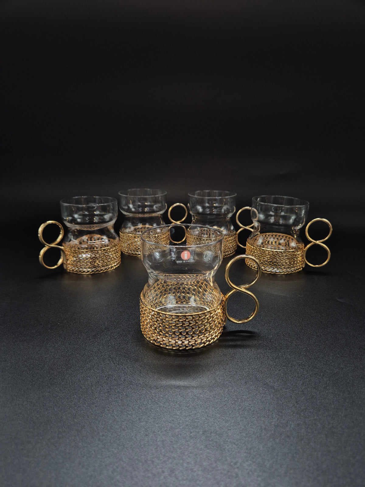 Set of 5 vintage Iittala Tsaikka Gold Tea Glasses, Timo Sarpaneva Finnish Design
