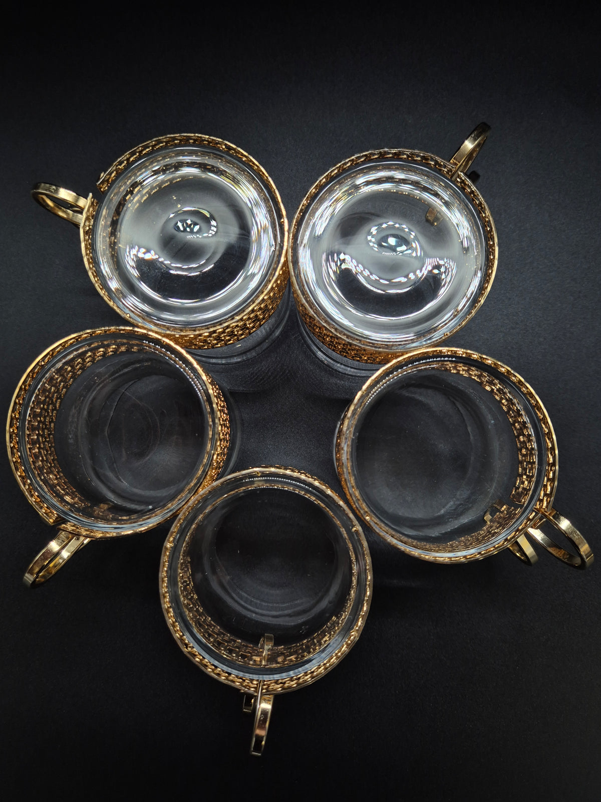 Set of 5 vintage Iittala Tsaikka Gold Tea Glasses, Timo Sarpaneva Finnish Design