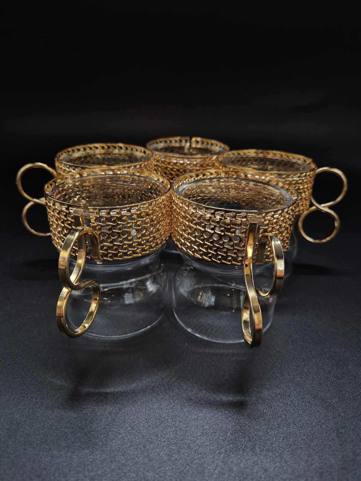 Set of 5 vintage Iittala Tsaikka Gold Tea Glasses, Timo Sarpaneva Finnish Design