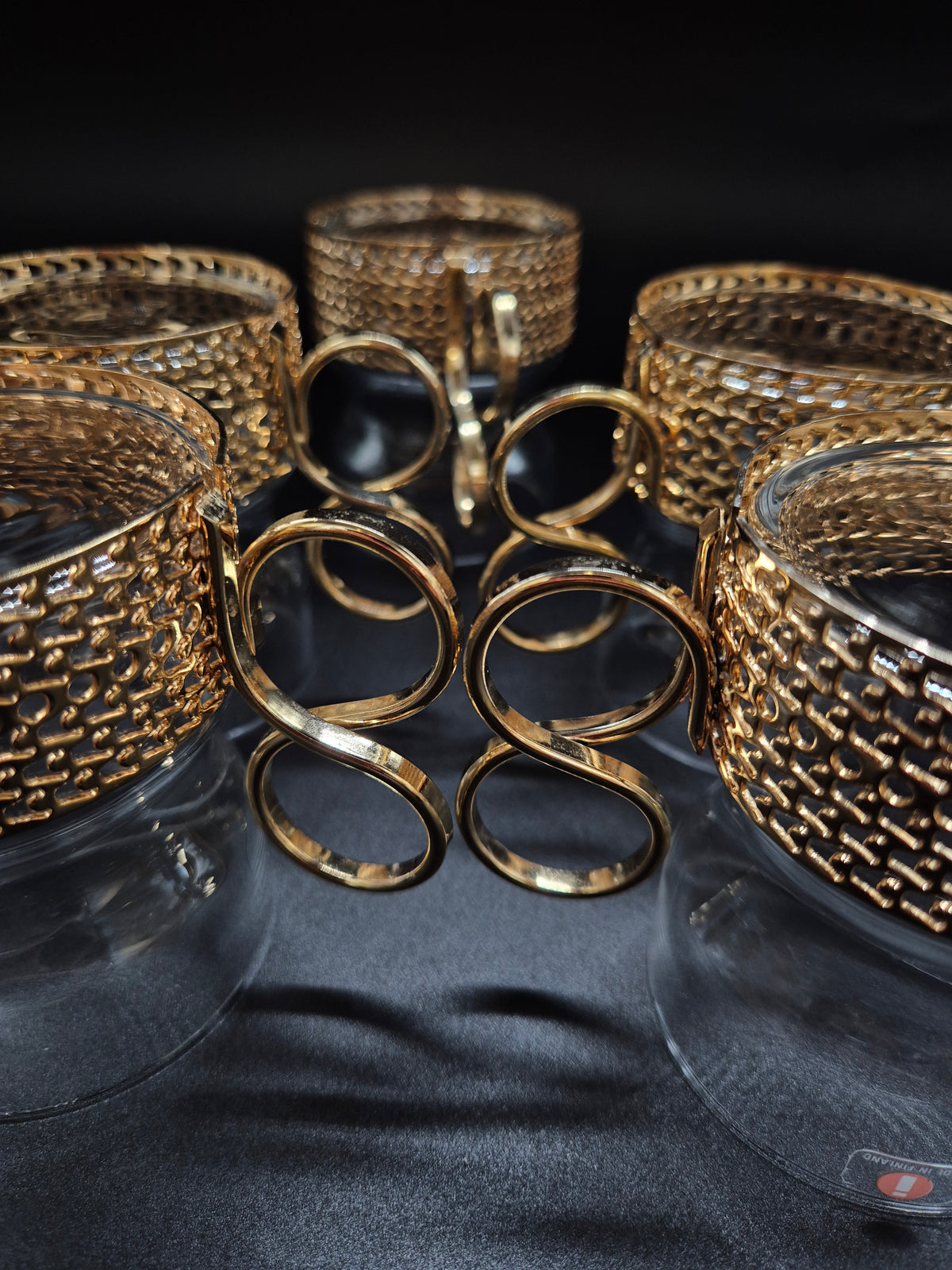 Set of 5 vintage Iittala Tsaikka Gold Tea Glasses, Timo Sarpaneva Finnish Design