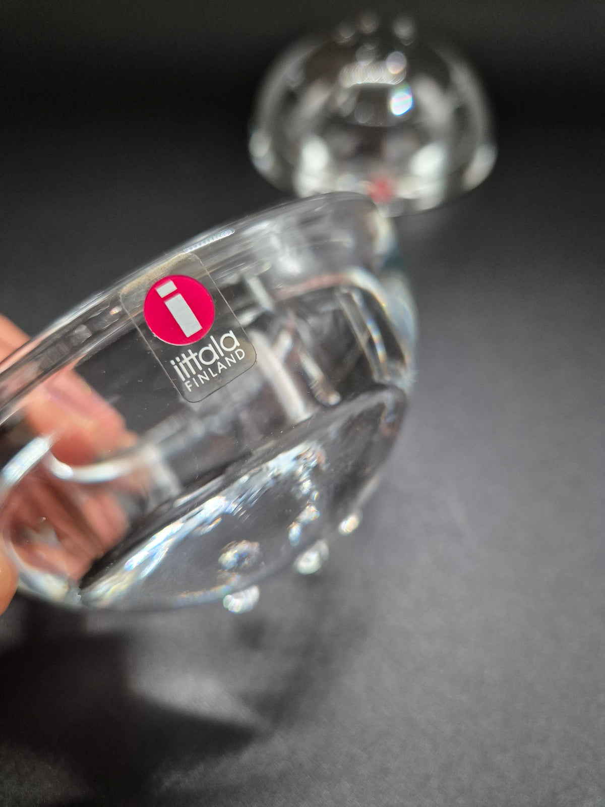 Set of 2 Iittala Ballo Votive Candle Holders, Clear Glass, Finnish Design