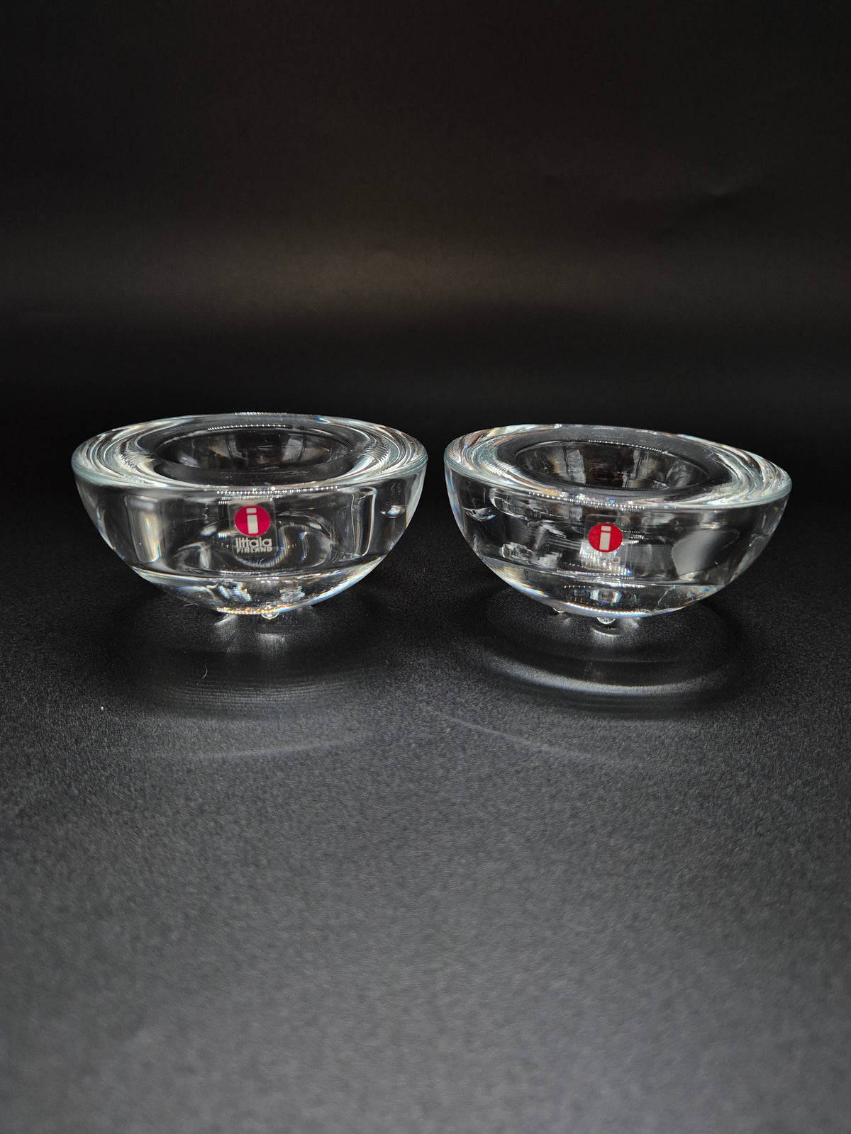 Set of 2 Iittala Ballo Votive Candle Holders, Clear Glass, Finnish Design