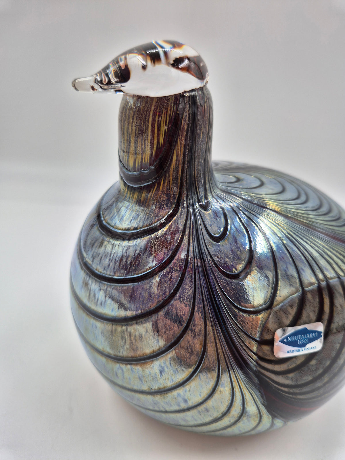 Vintage Oiva Toikka Fasaani Glass Bird, Nuutajärvi Finland, Signed Pheasant Art Glass Sculpture