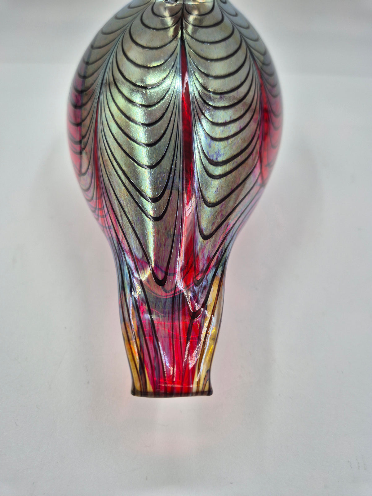 Vintage Oiva Toikka Iittala Glass Bird, Wine Red Iridescent Finnish Art Glass Sculpture, Nuutajärvi Scandinavian Design