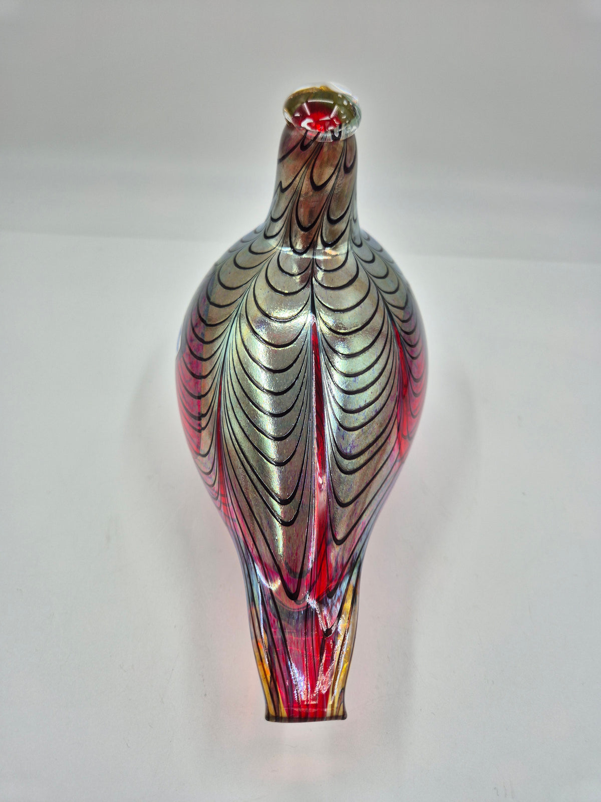 Vintage Oiva Toikka Iittala Glass Bird, Wine Red Iridescent Finnish Art Glass Sculpture, Nuutajärvi Scandinavian Design