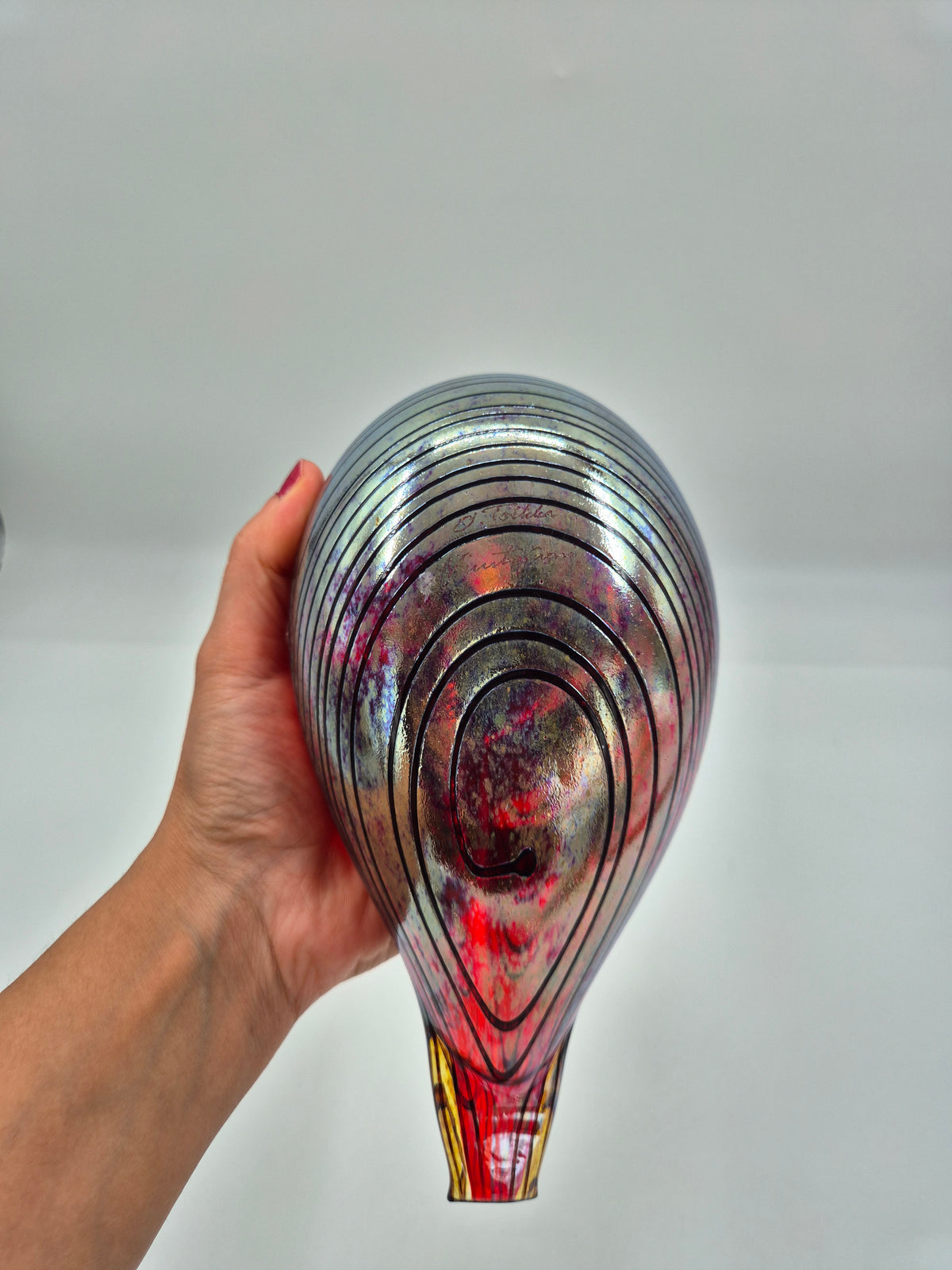 Vintage Oiva Toikka Iittala Glass Bird, Wine Red Iridescent Finnish Art Glass Sculpture, Nuutajärvi Scandinavian Design