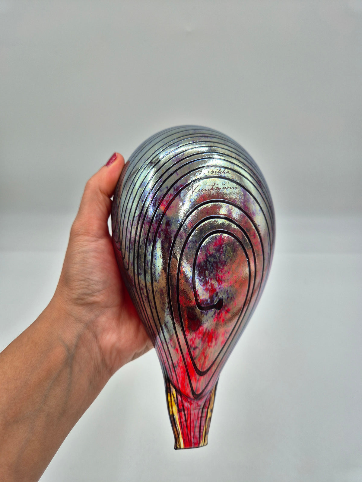 Vintage Oiva Toikka Iittala Glass Bird, Wine Red Iridescent Finnish Art Glass Sculpture, Nuutajärvi Scandinavian Design
