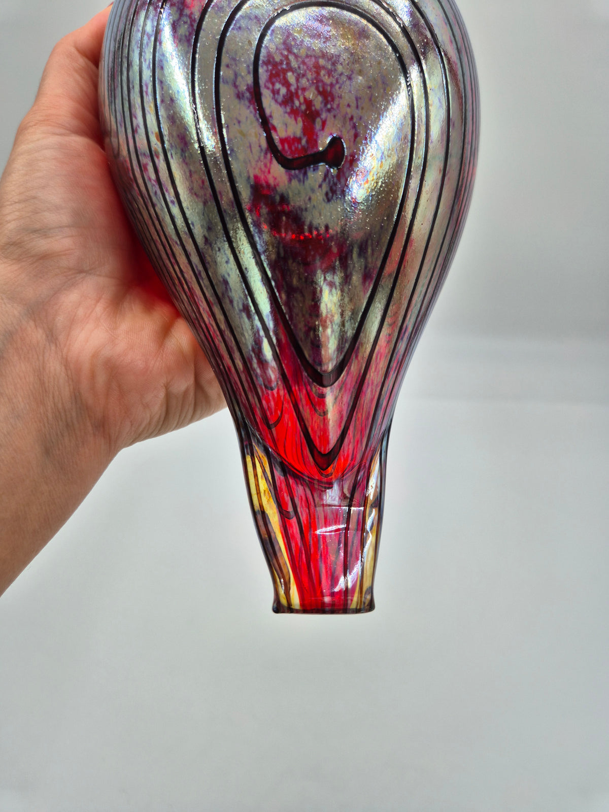 Vintage Oiva Toikka Iittala Glass Bird, Wine Red Iridescent Finnish Art Glass Sculpture, Nuutajärvi Scandinavian Design