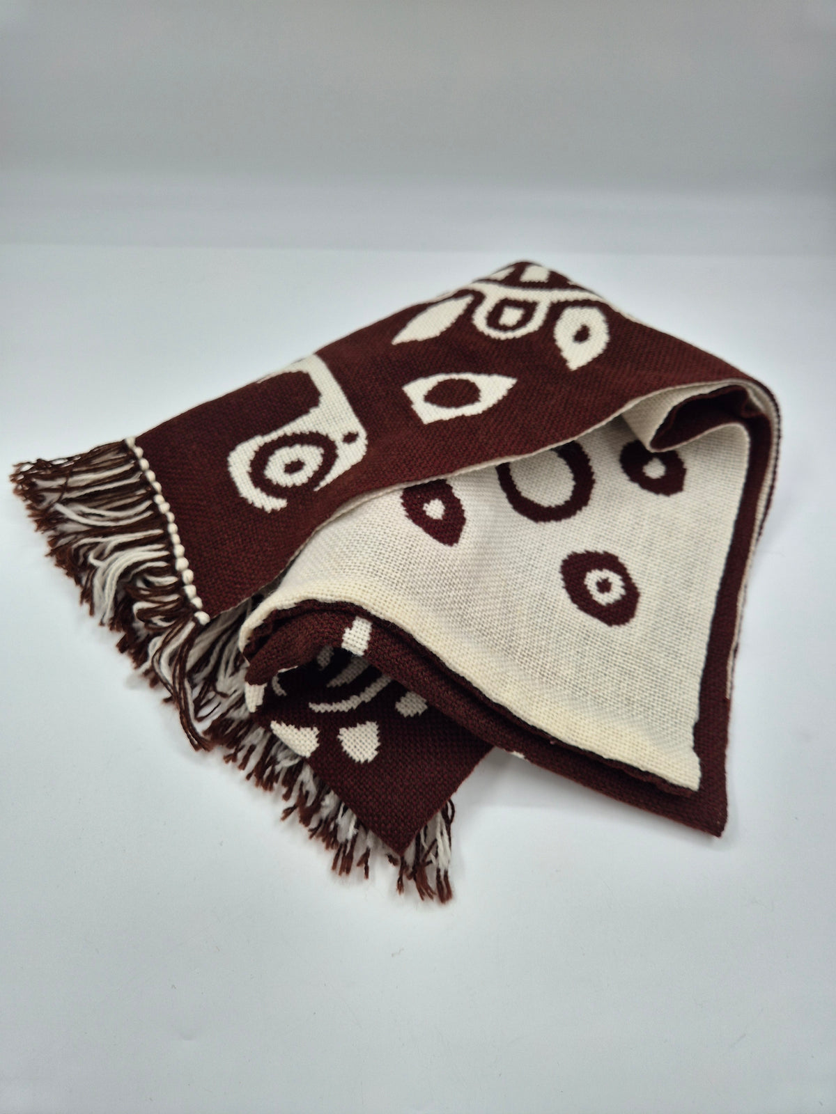 Finnish Täkänä Wall Hanging, Brown Cream Folk Art Textile, Nordic Botanical Wall Decor, 43 × 132 cm