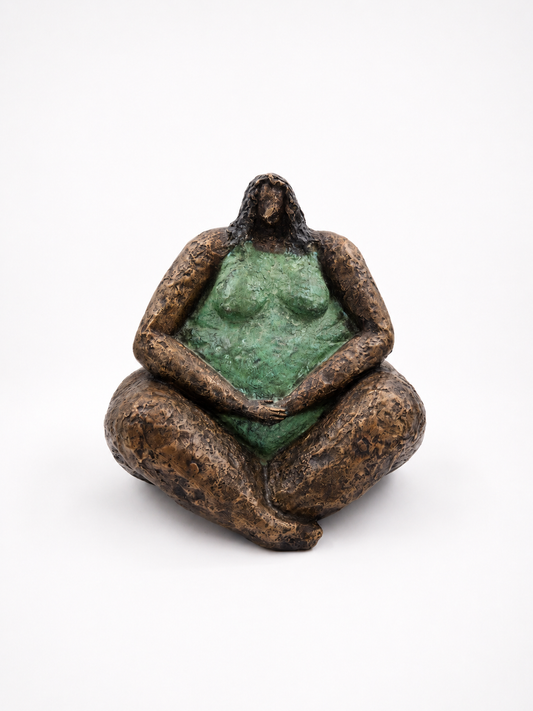 Vintage Bronze Sculpture of Seated Woman | Curvy Female Figure Statue | Modern Figurative Art | Green Patina Sculpture | Scandinavian Decor