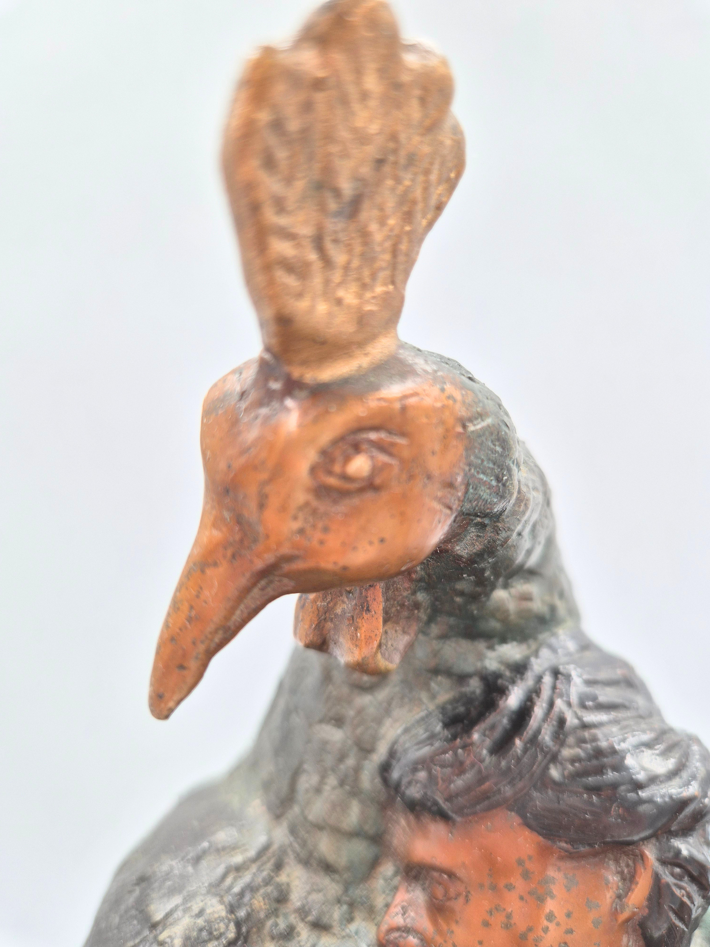 Antique Art Nouveau Bronze Sculpture – Woman with Peacock – 44 cm – Patinated