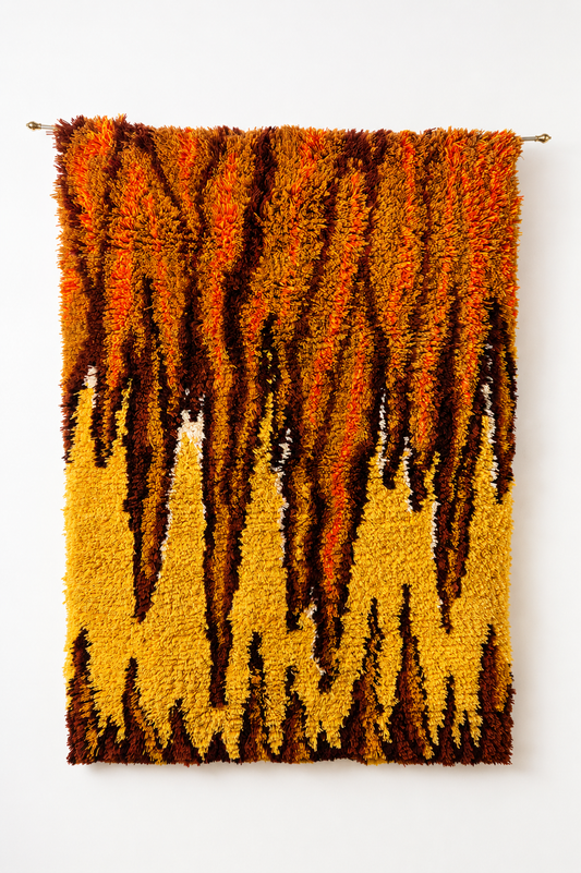 Vintage Finnish Wool Rya Wall Rug, Tippukivet by Reijo Perälä