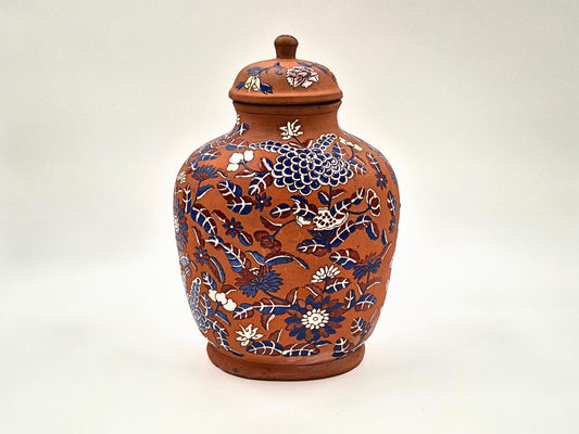 Yixing Zisha Polychrome Foliate Enameled Flower Vase