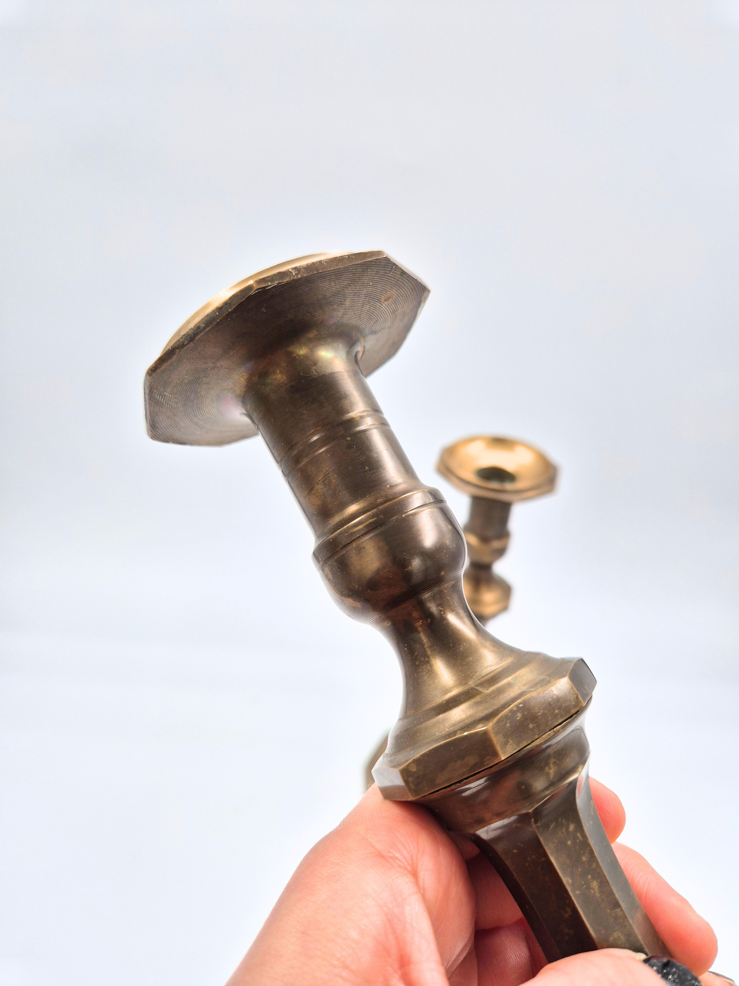 Vintage Brass Candlesticks Pair – 30 cm – Beautiful Aged Patina