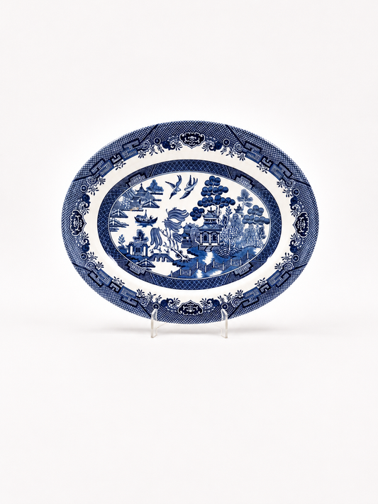 Churchill Willow Blue Oval Serving Platter – 25 x 21 cm – Made in England