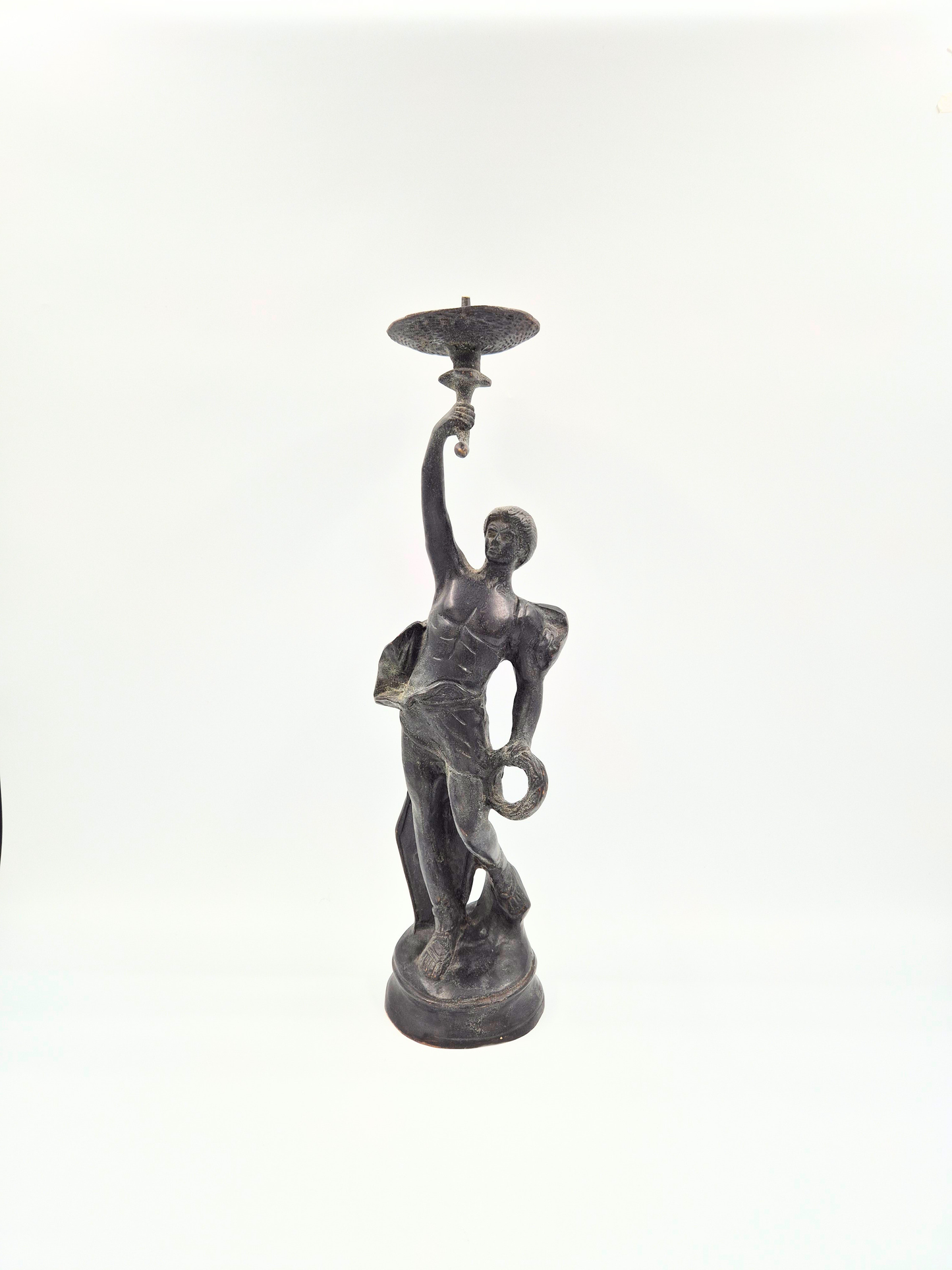 Antique Sculptural Candlestick – Figural Bronze Style – 48 cm – Patinated