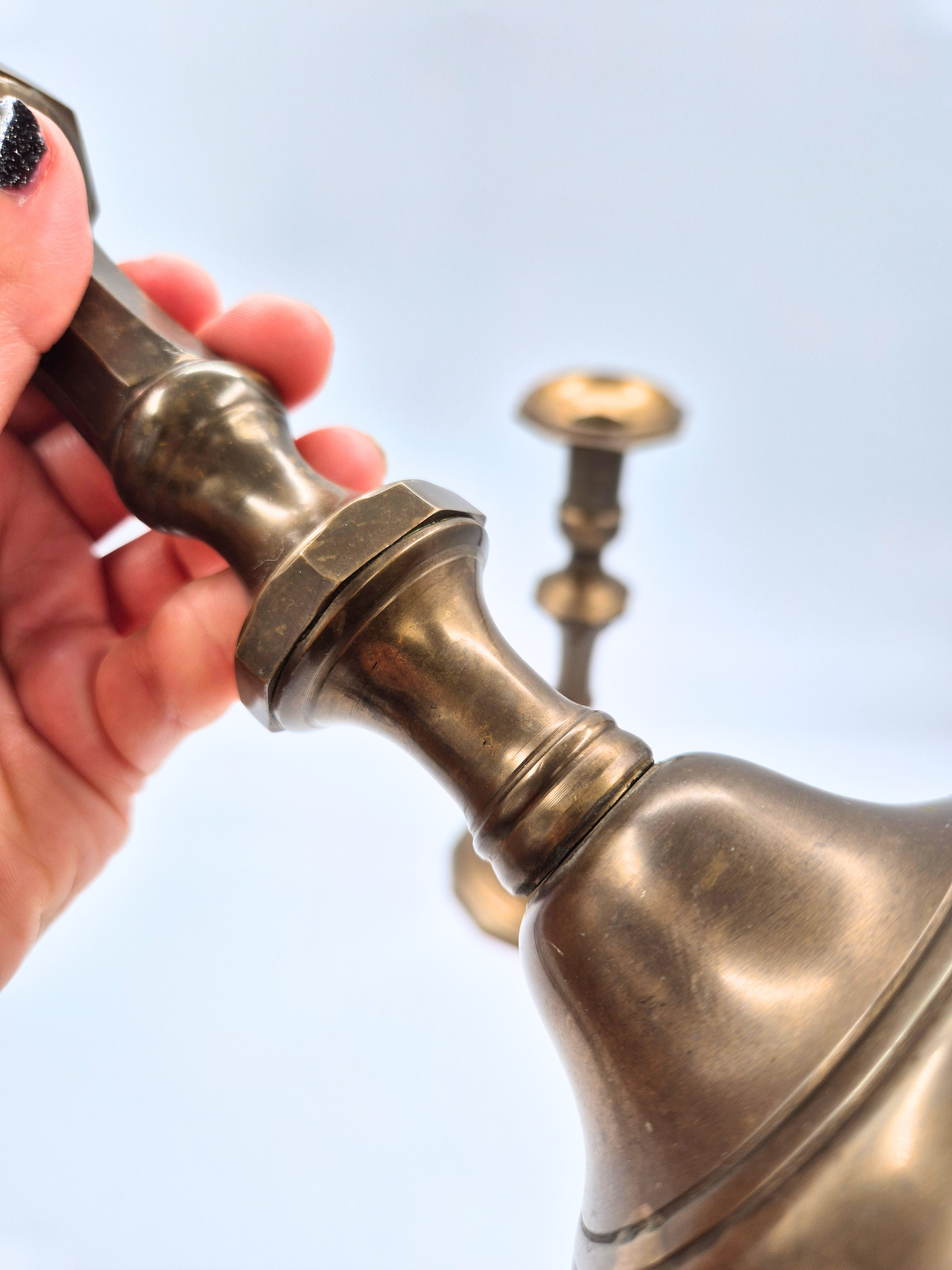 Vintage Brass Candlesticks Pair – 30 cm – Beautiful Aged Patina