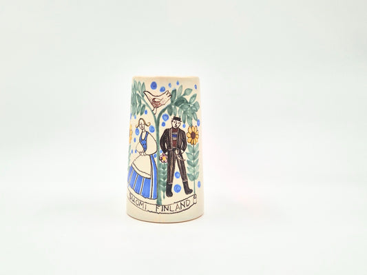 Vintage Kupittaan Savi “Haarikka” stoneware beaker, Gudrun Raunio design, Finland