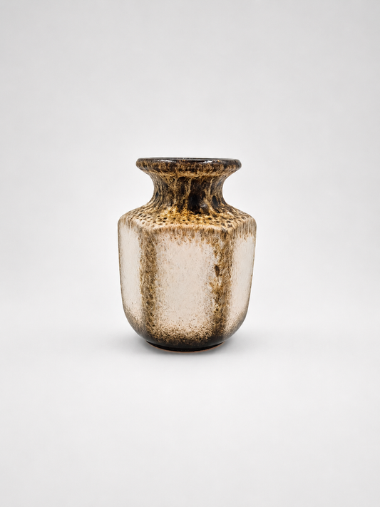 Scheurich Keramik 297-16 Vase – Vintage West German Pottery Vase in Brown & Cream Glaze | Mid Century Modern