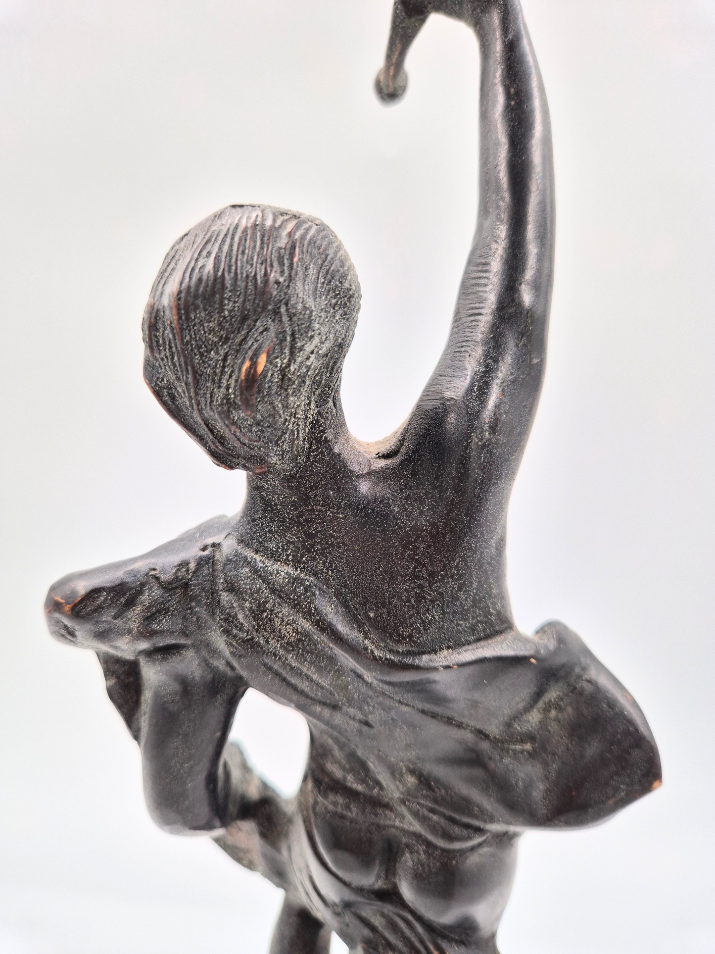 Antique Sculptural Candlestick – Figural Bronze Style – 48 cm – Patinated